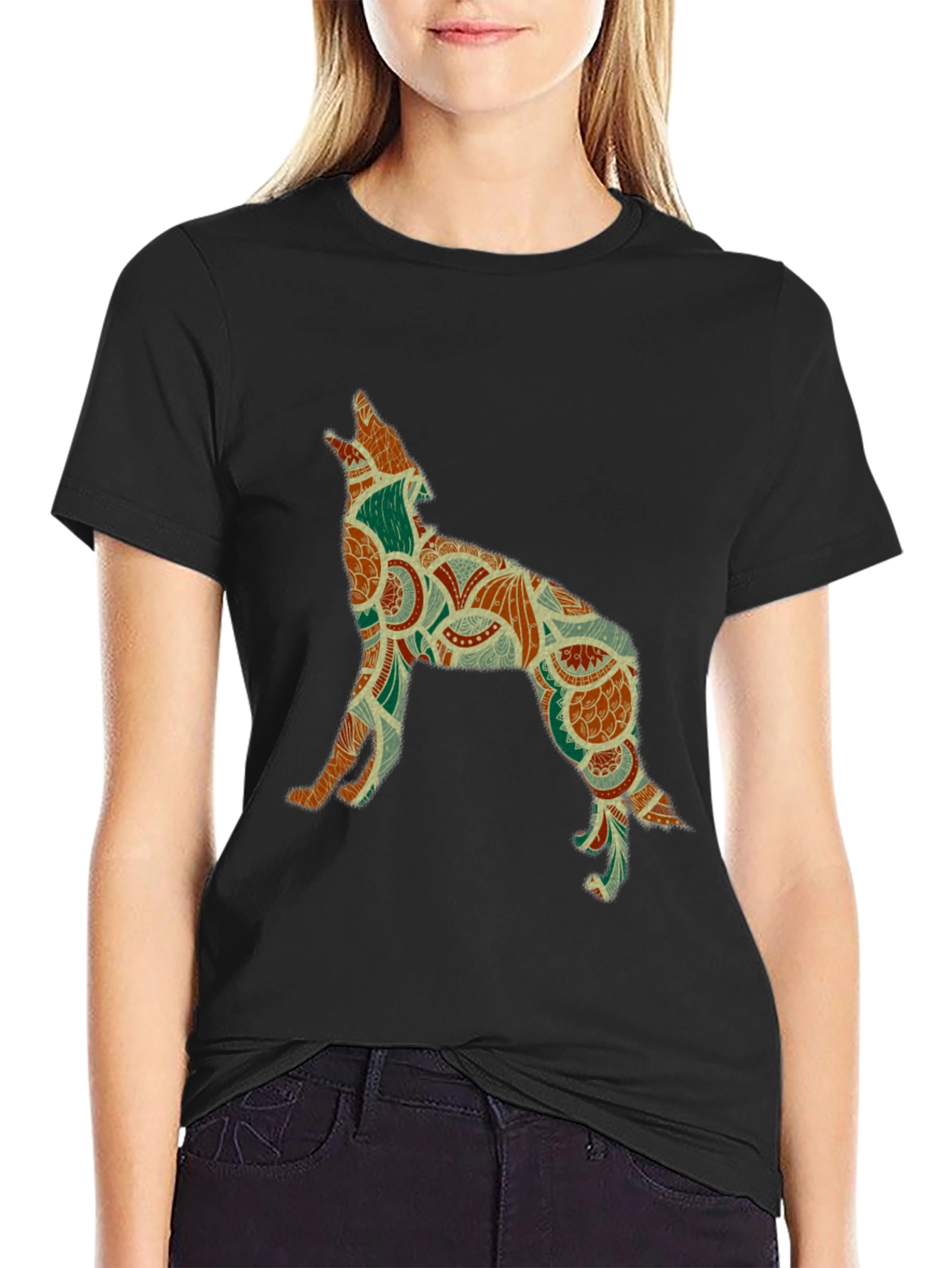 Wolf Silhouette Graphic Print Tee