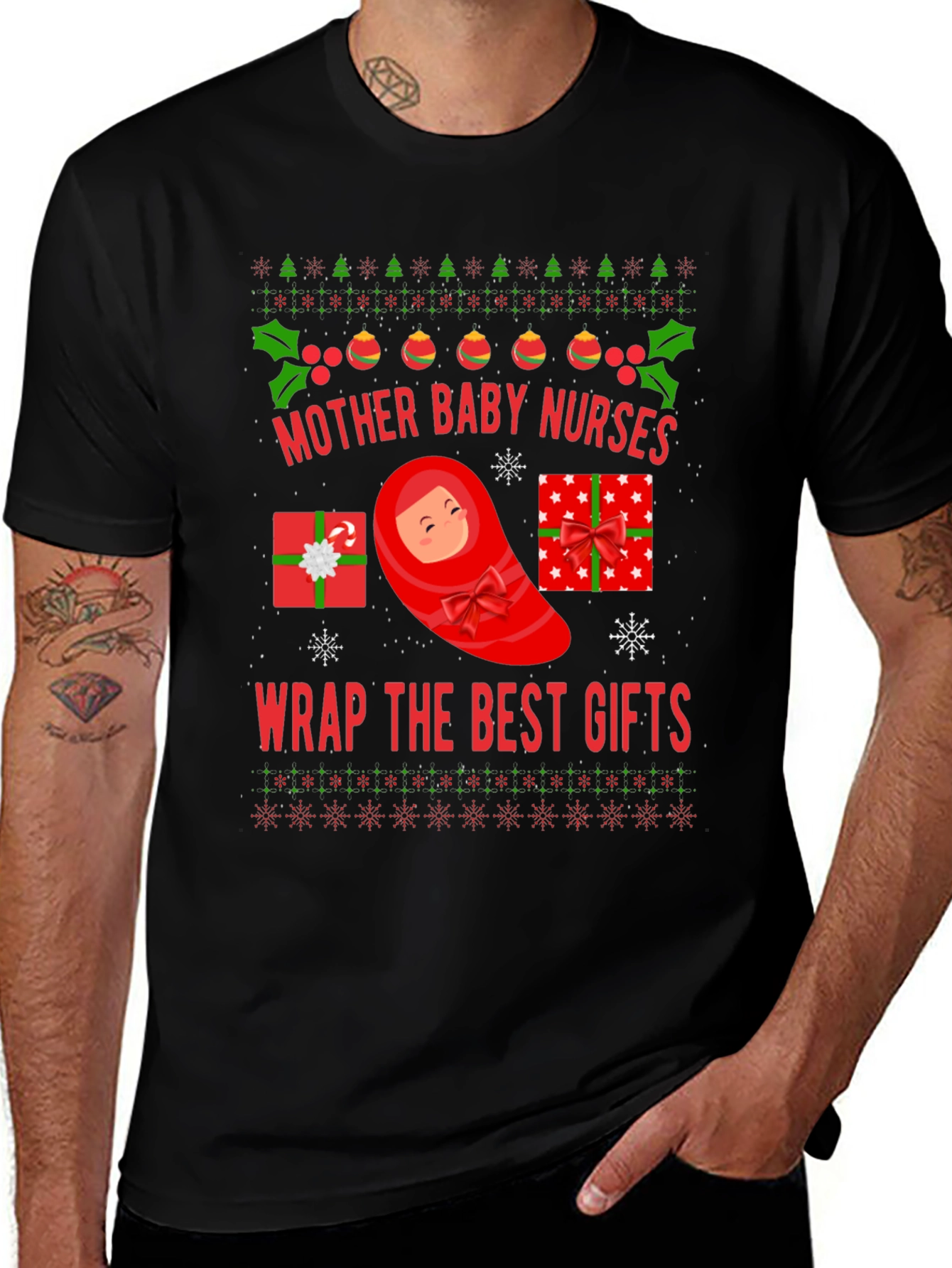 Mother Baby Nurses Christmas T-Shirt