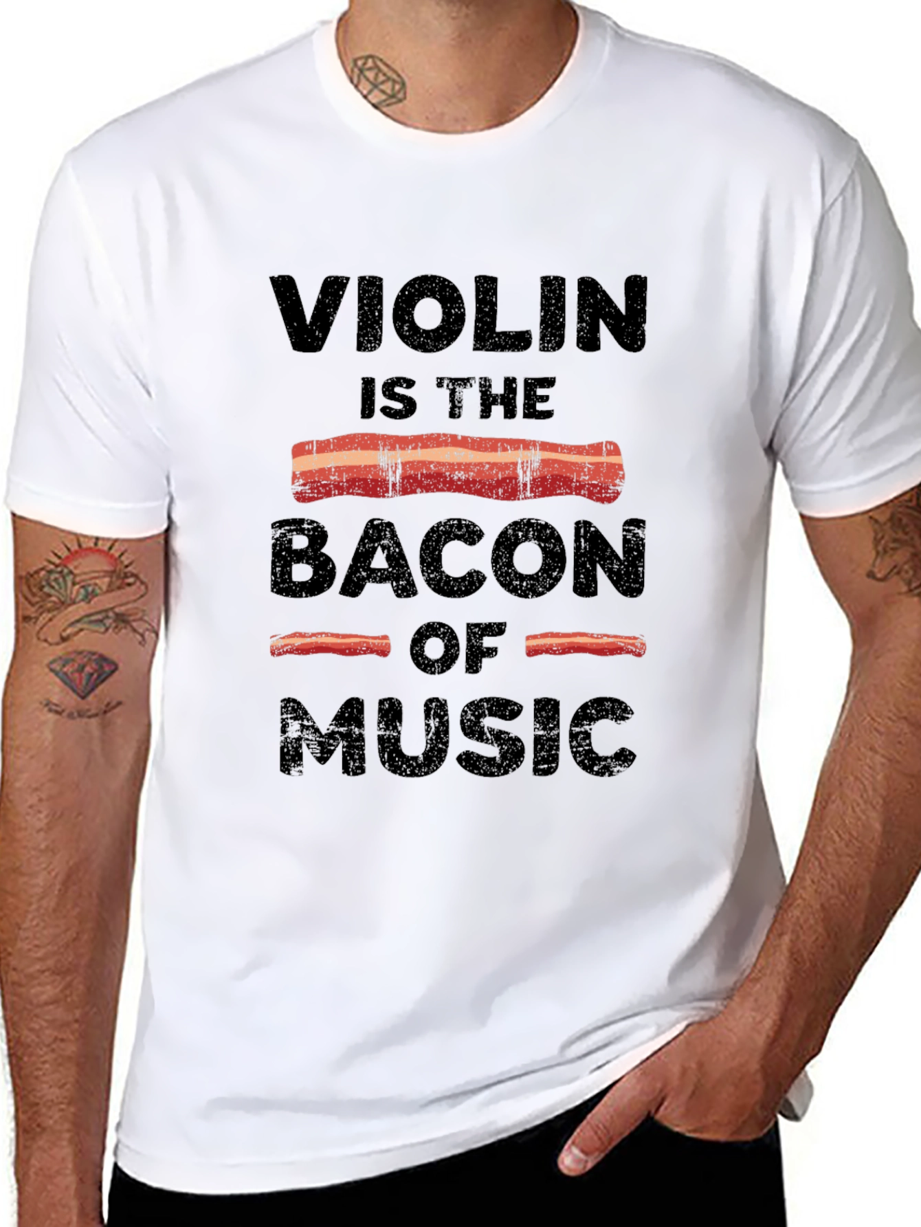 Violin is the Bacon of Music Black T-Shirt