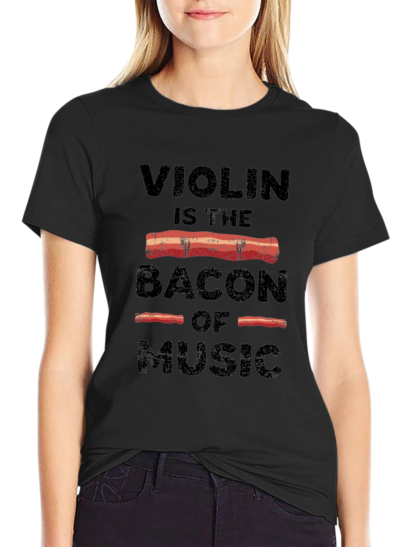 Violin is the Bacon of Music Black T-Shirt