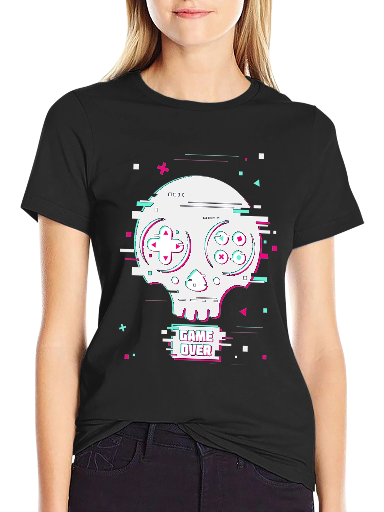 Game Over Skull Graphic Tee - Gamer Style