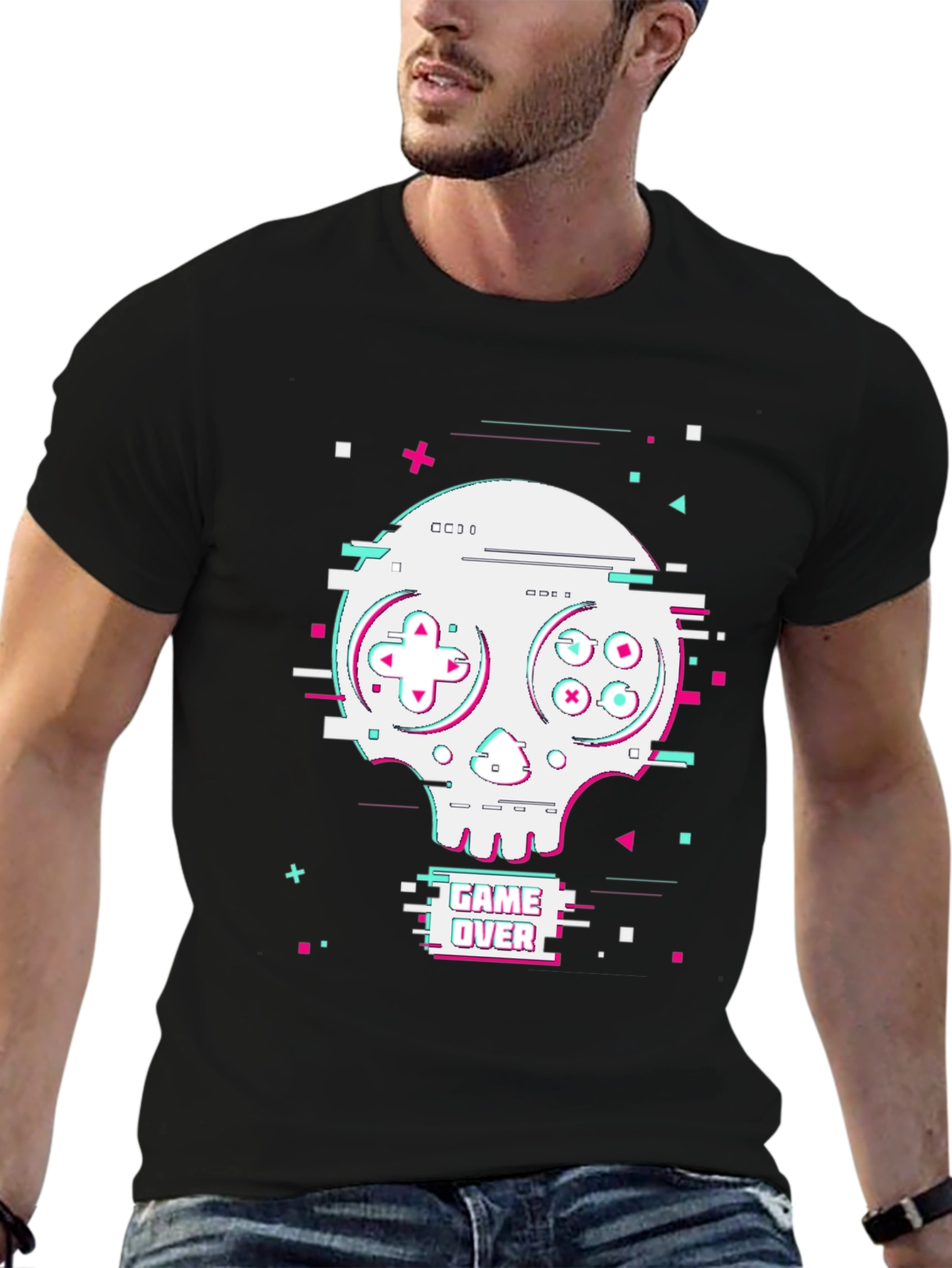 Game Over Skull Graphic Tee - Gamer Style