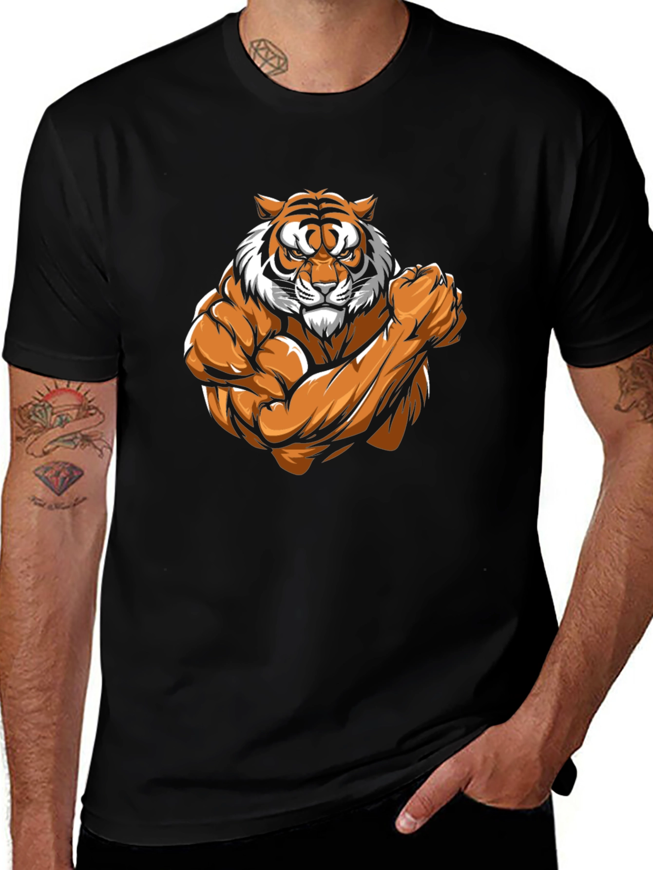 Black Tiger Muscle Graphic Tee