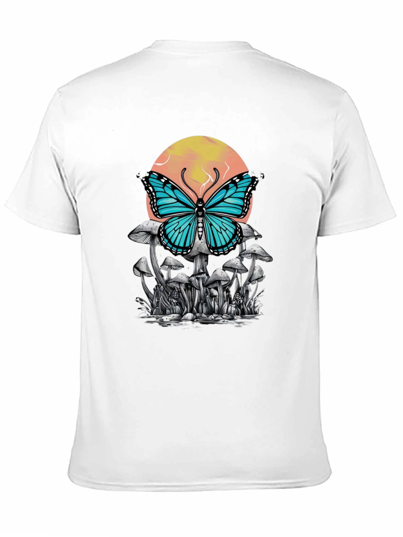Butterfly Mushroom Graphic Tee - Black