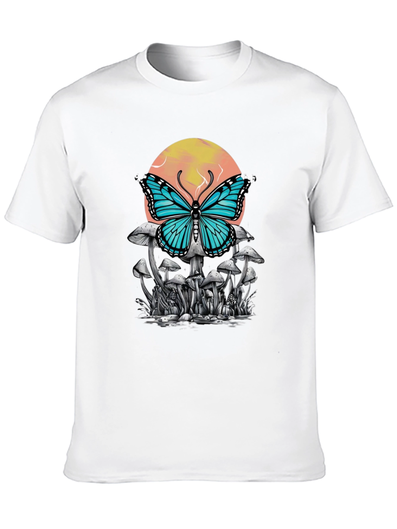 Butterfly Mushroom Graphic Tee - Black
