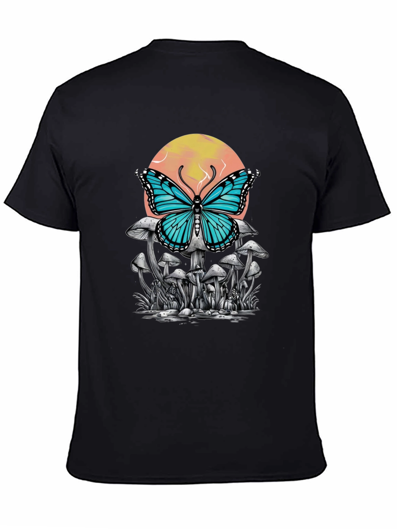 Butterfly Mushroom Graphic Tee - Black