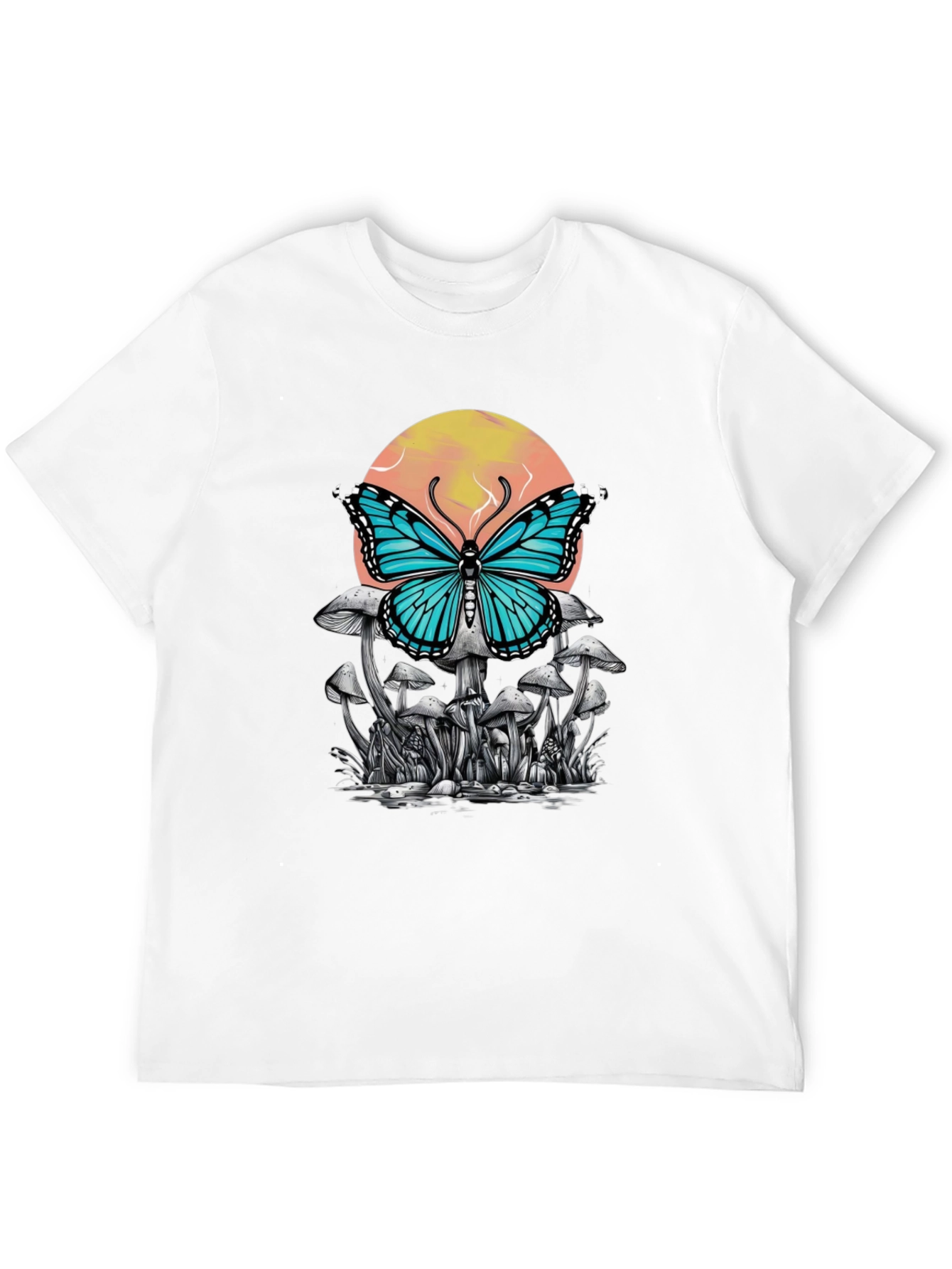 Butterfly Mushroom Graphic Tee - Black