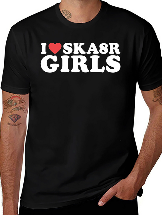 I Love Ska8r Girls Black Graphic Tee