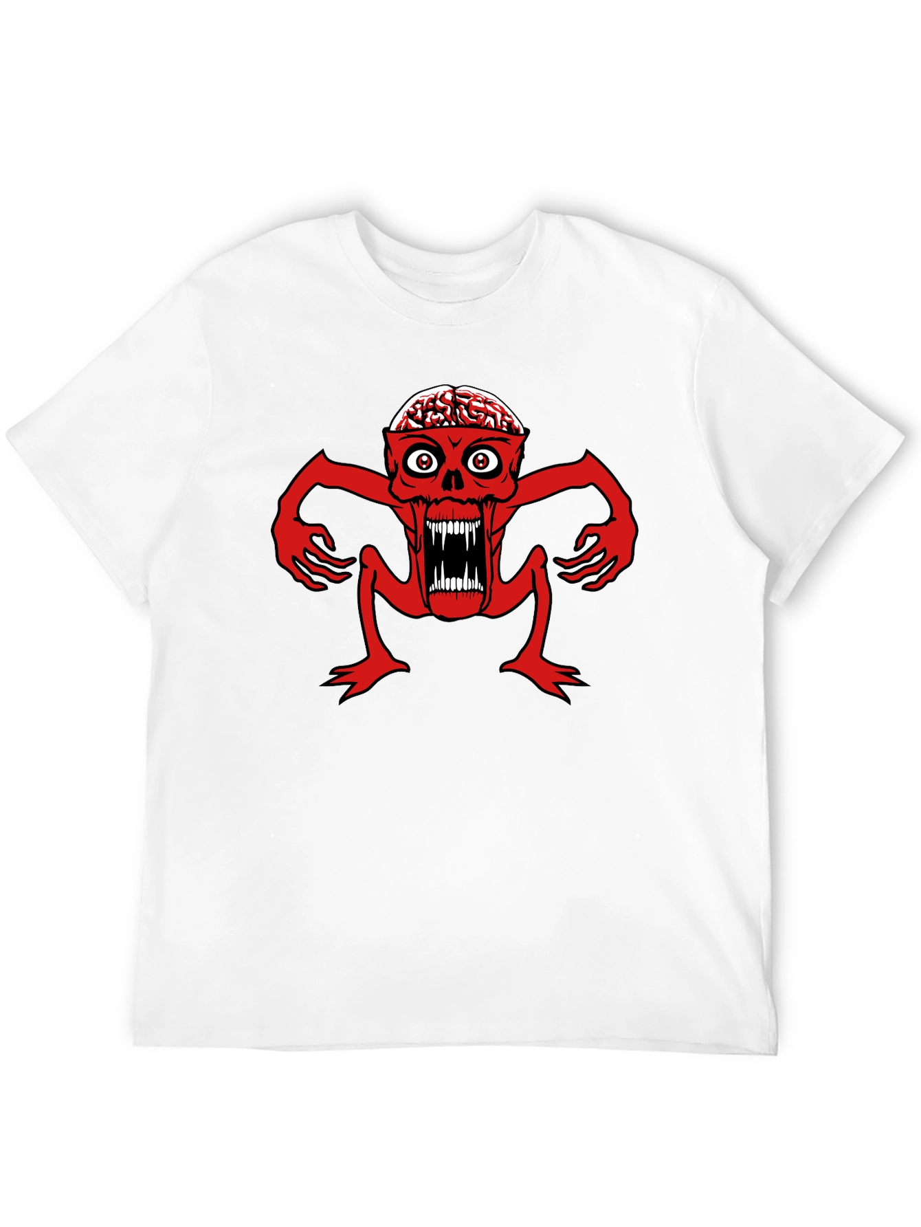 Brain Eating Monster Graphic T-Shirt - Black