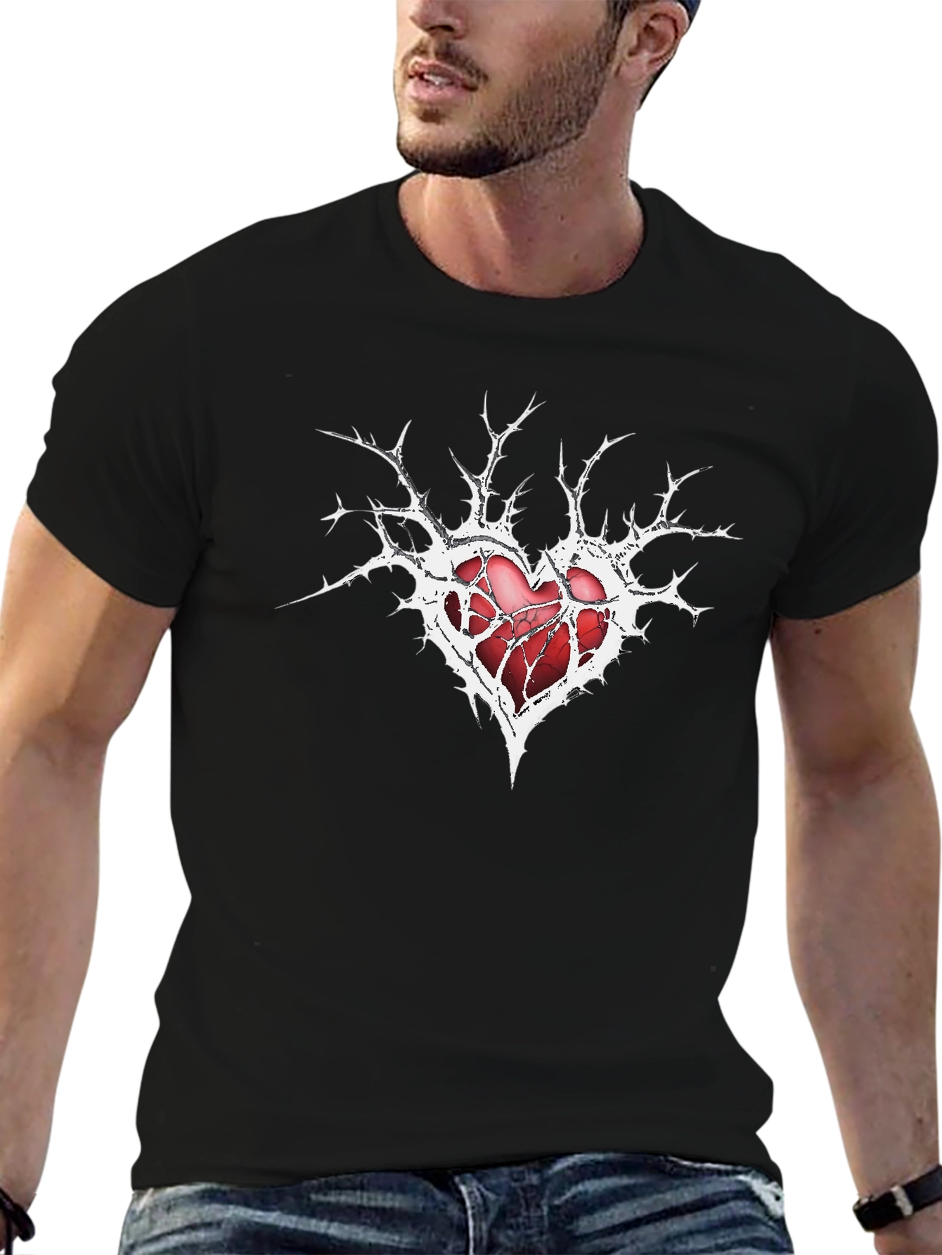 Broken Heart Graphic Tee - Mens Black T-Shirt