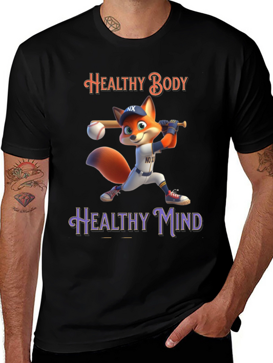 Healthy Body Healthy Mind Fox Baseball T-Shirt