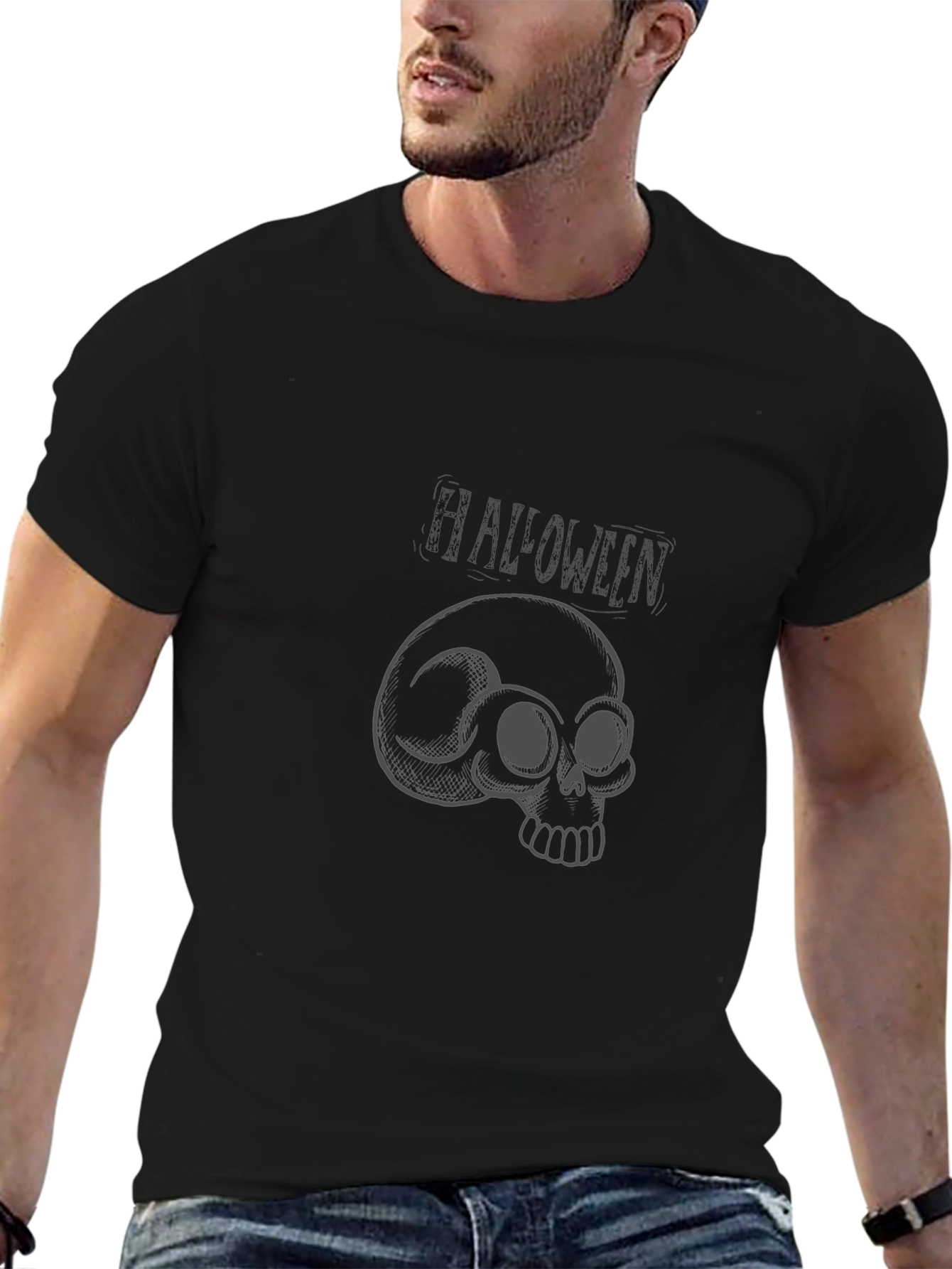 Mens Black Skull Graphic Tee - Casual Style