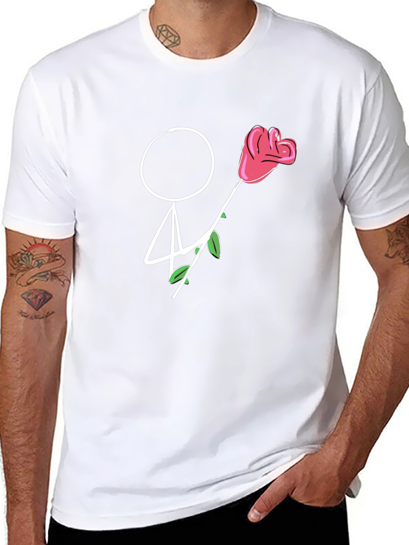 Stick Figure Rose T-Shirt - Romantic Gift