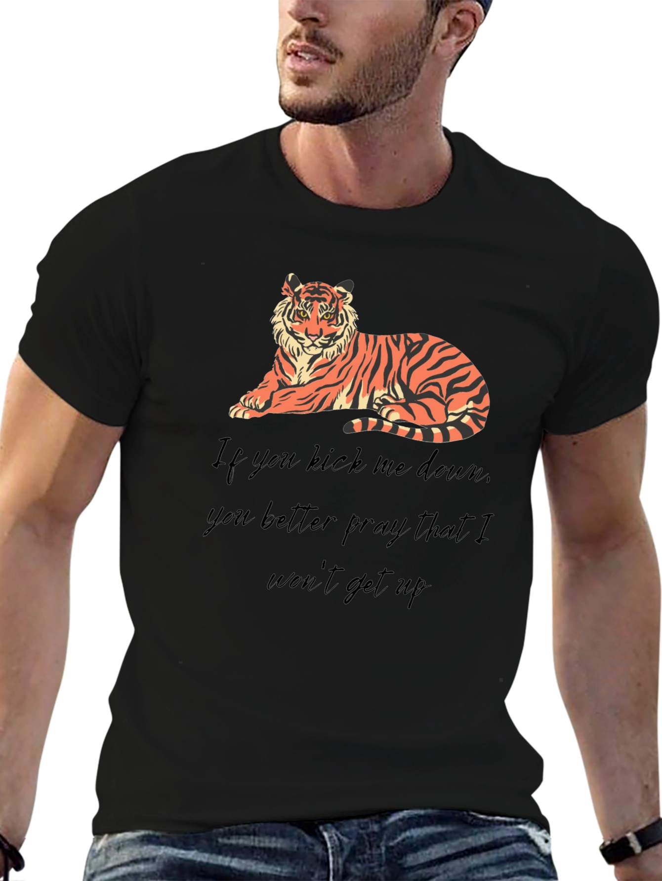 Tiger Graphic Tee: Kick Me Down Statement Shirt