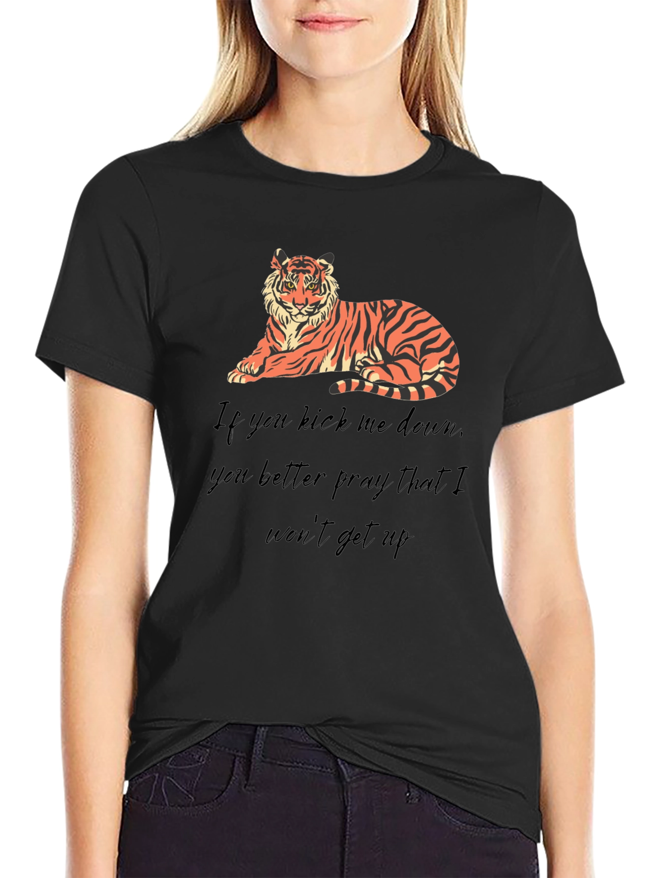 Tiger Graphic Tee: Kick Me Down Statement Shirt