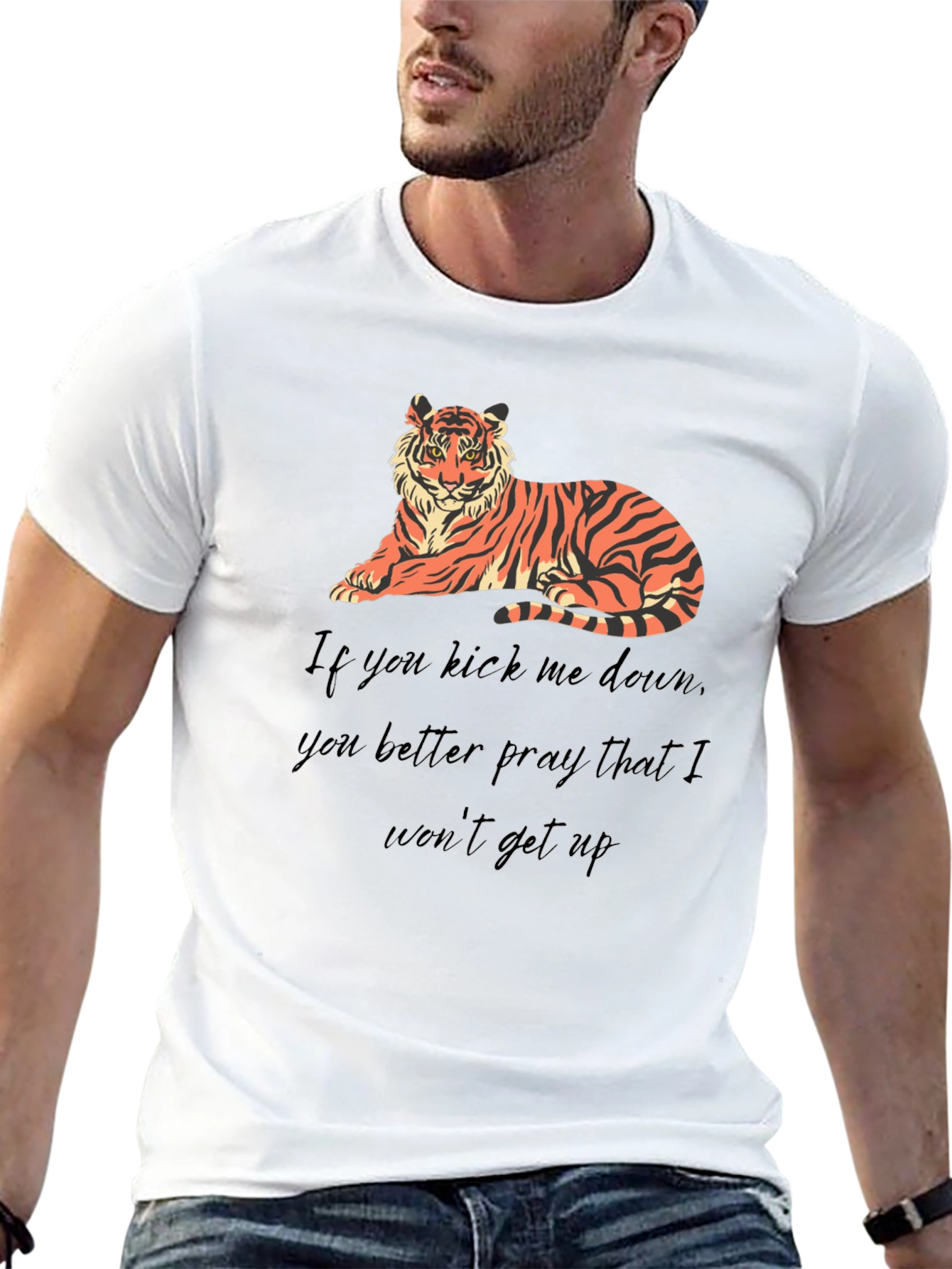 Tiger Graphic Tee: Kick Me Down Statement Shirt