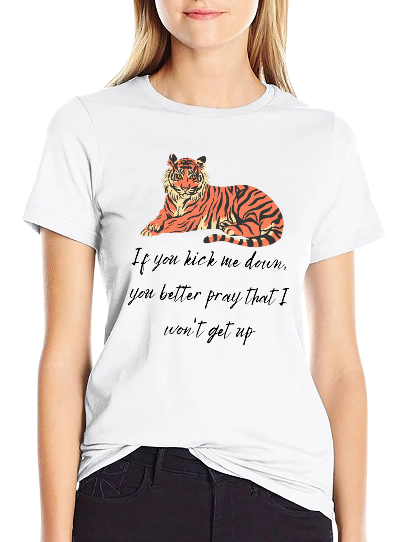 Tiger Graphic Tee: Kick Me Down Statement Shirt