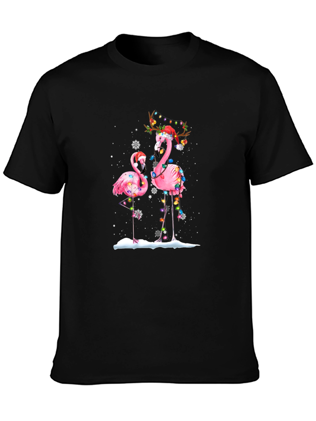 Festive Flamingo Christmas Graphic Tee