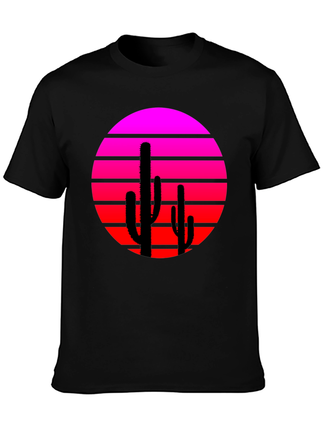 Retro Sunset Cactus Graphic Tee - Modern Desert Style
