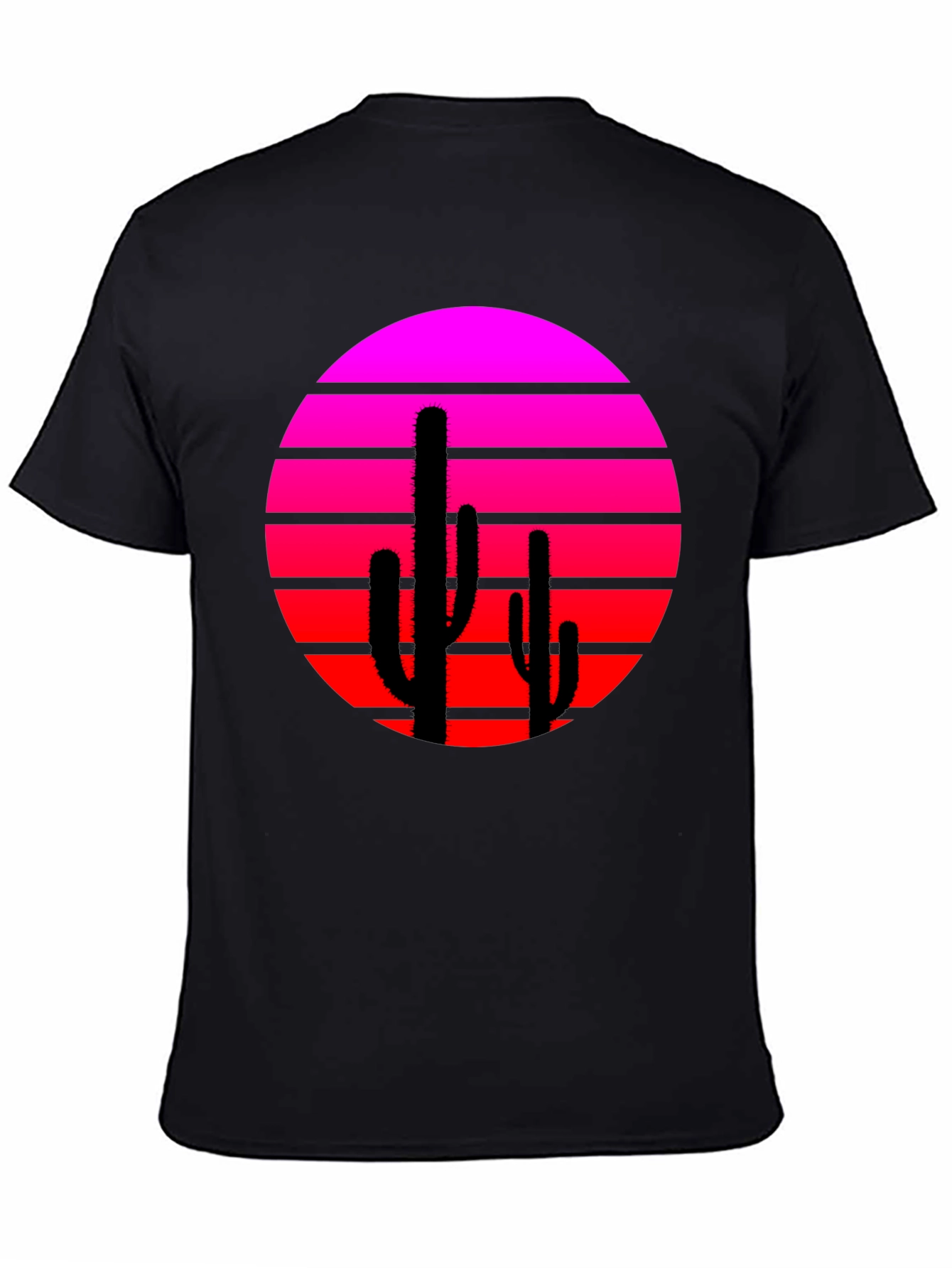 Retro Sunset Cactus Graphic Tee - Modern Desert Style