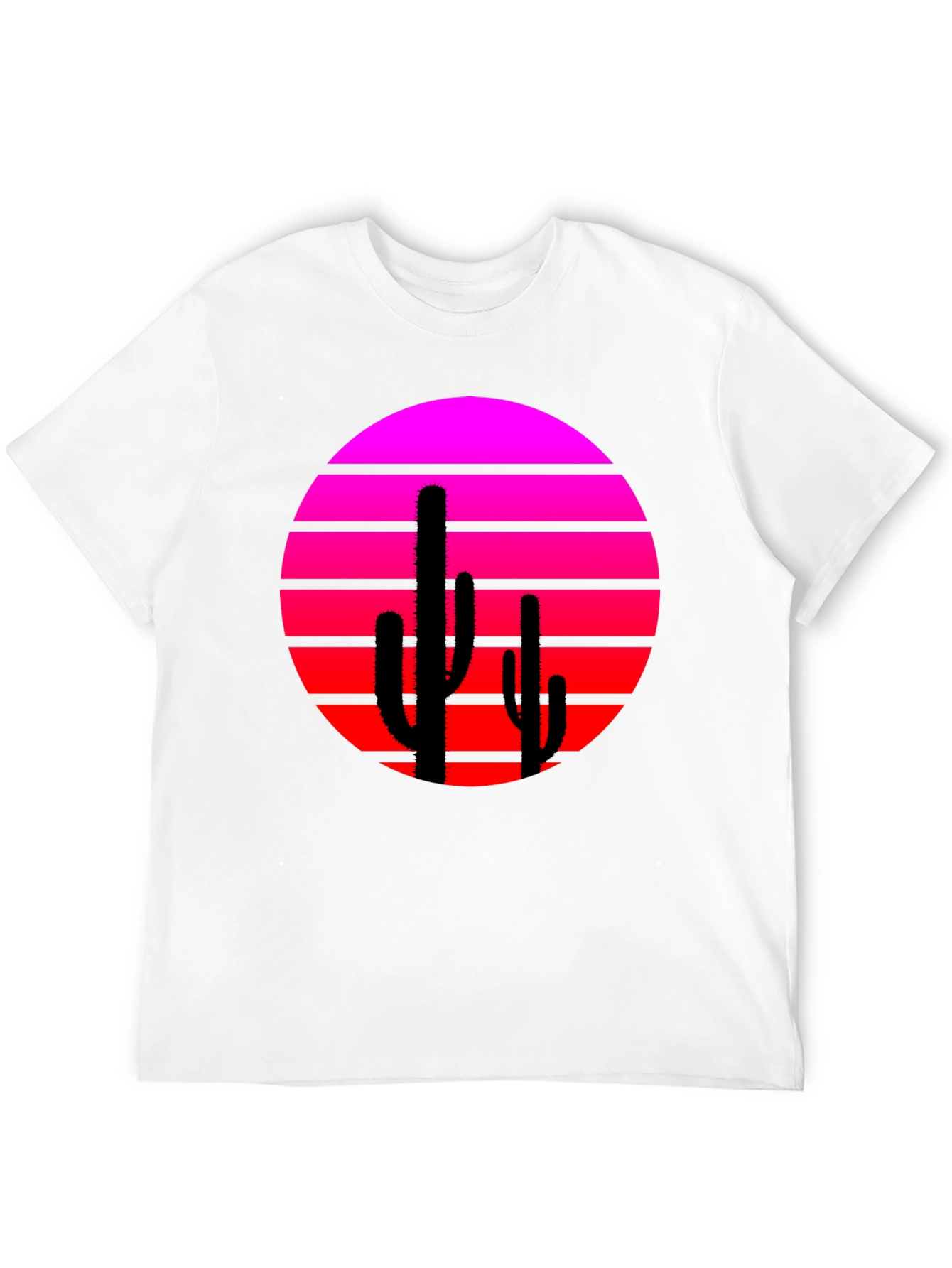Retro Sunset Cactus Graphic Tee - Modern Desert Style
