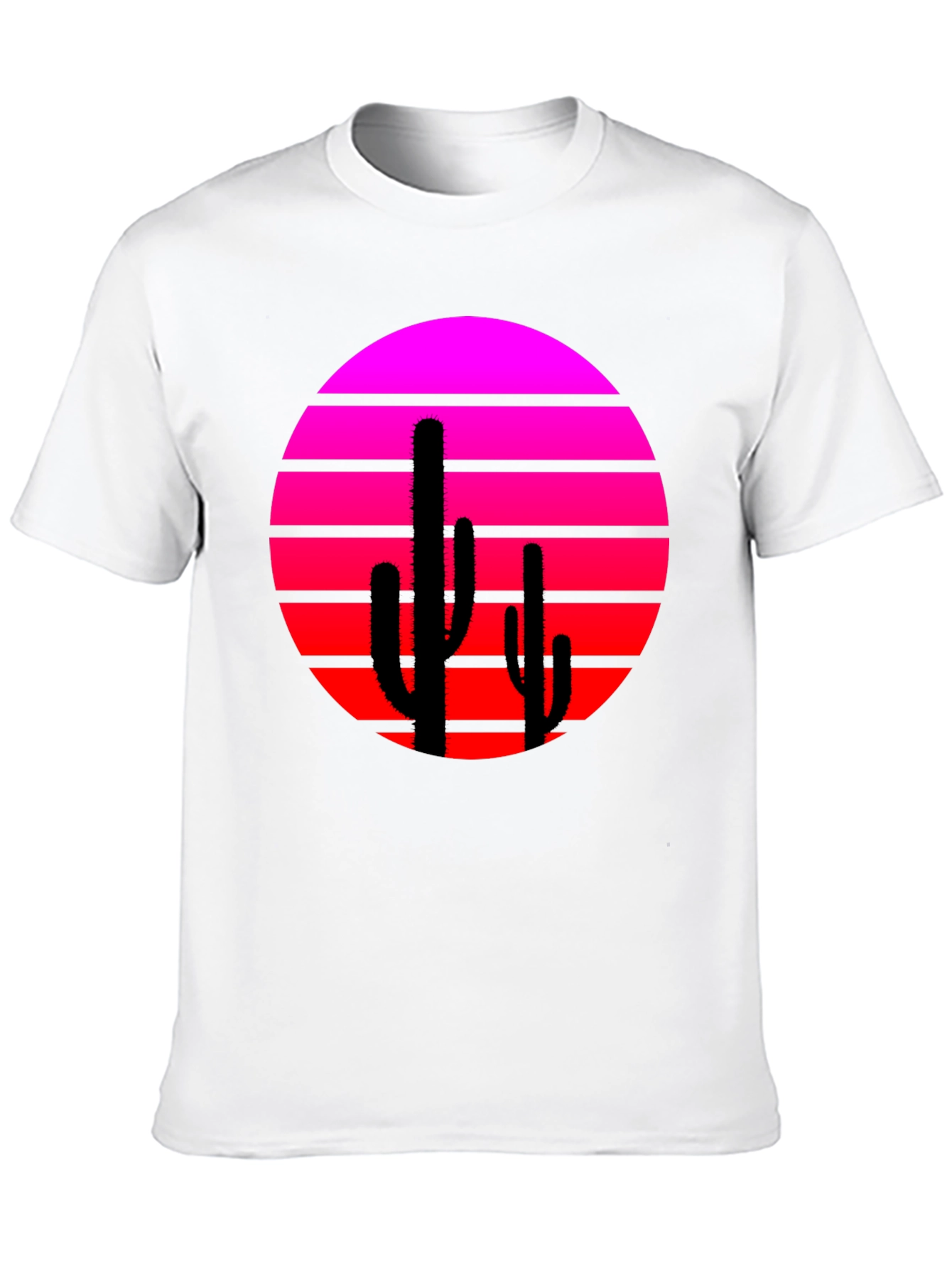 Retro Sunset Cactus Graphic Tee - Modern Desert Style