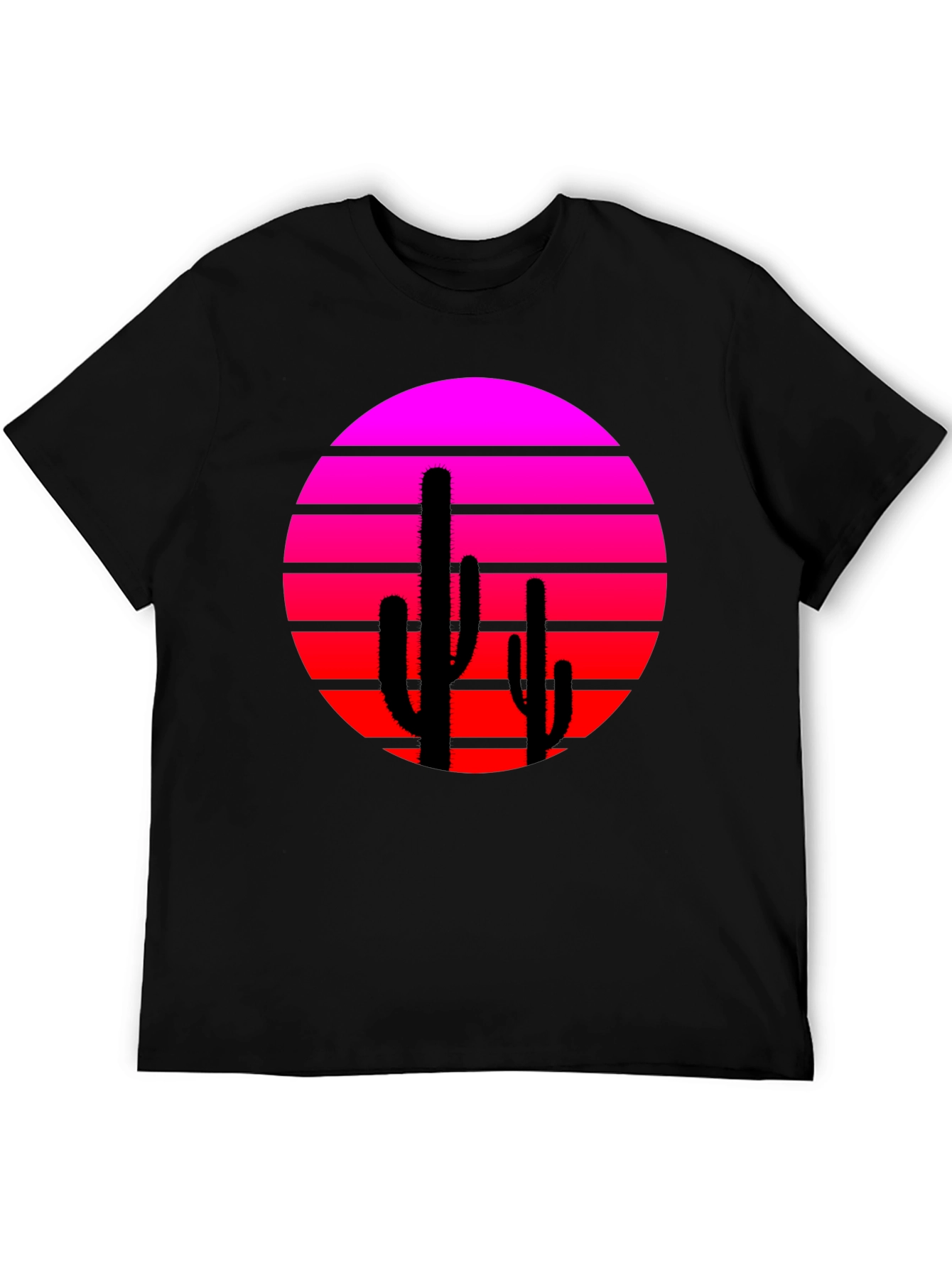Retro Sunset Cactus Graphic Tee - Modern Desert Style