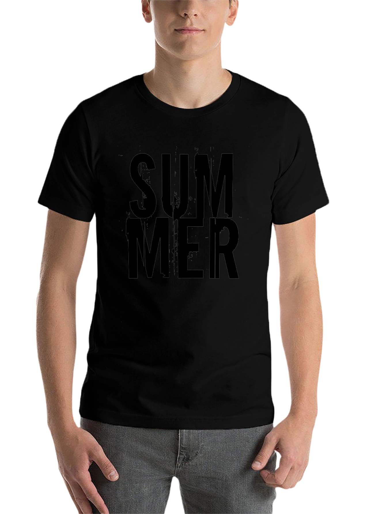 Summer Black Graphic T-Shirt for Men