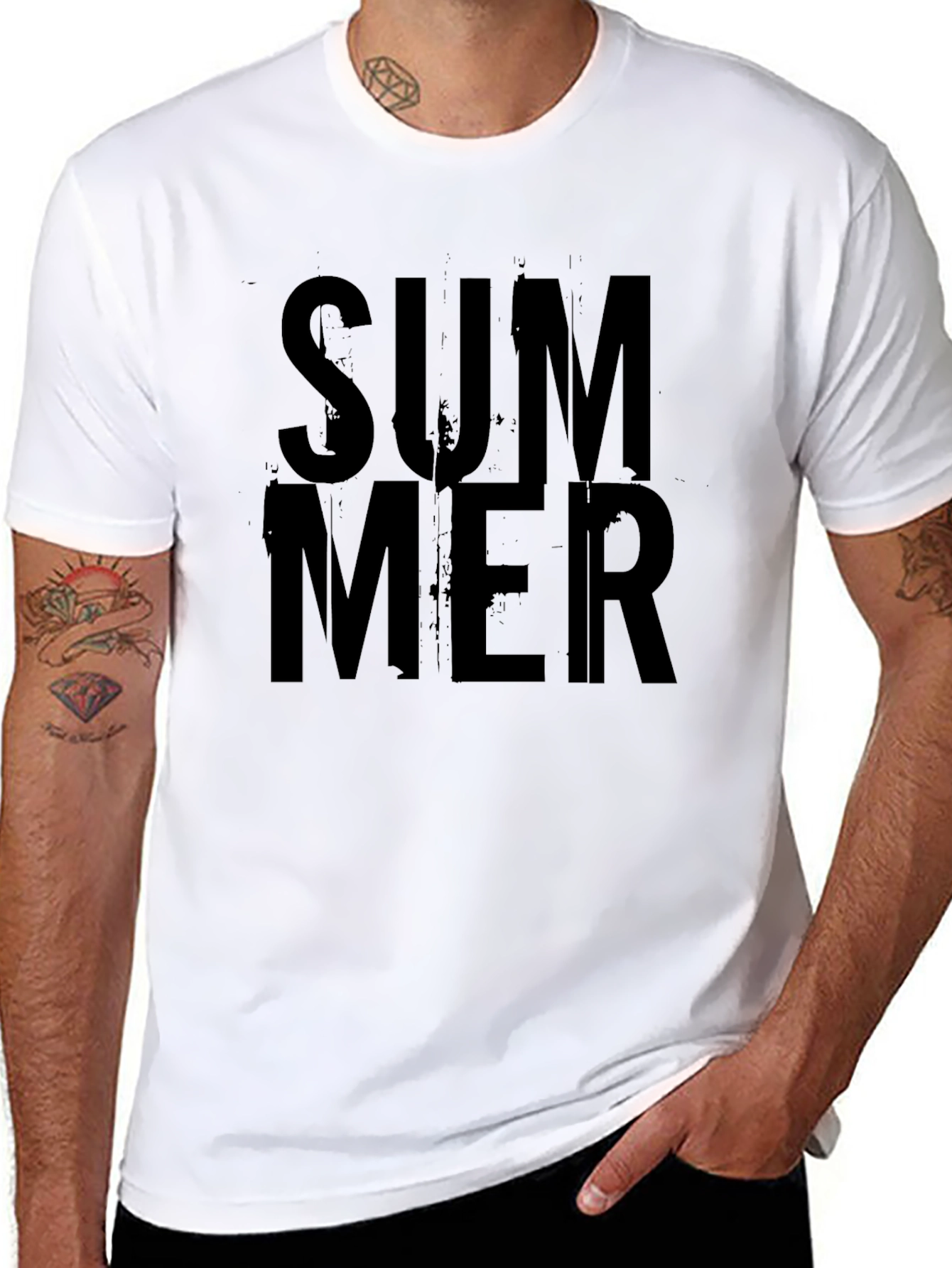 Summer Black Graphic T-Shirt for Men