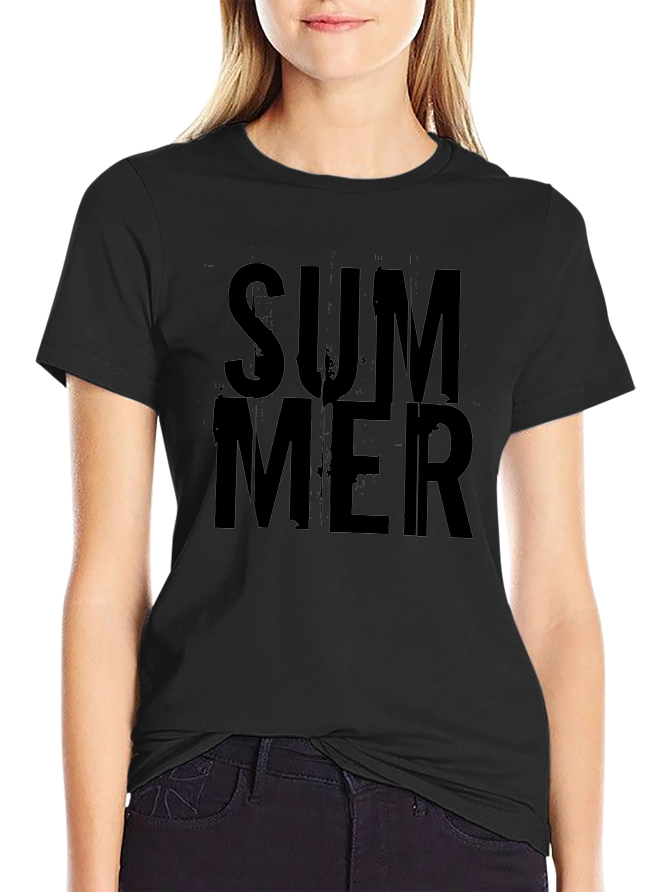 Summer Black Graphic T-Shirt for Men