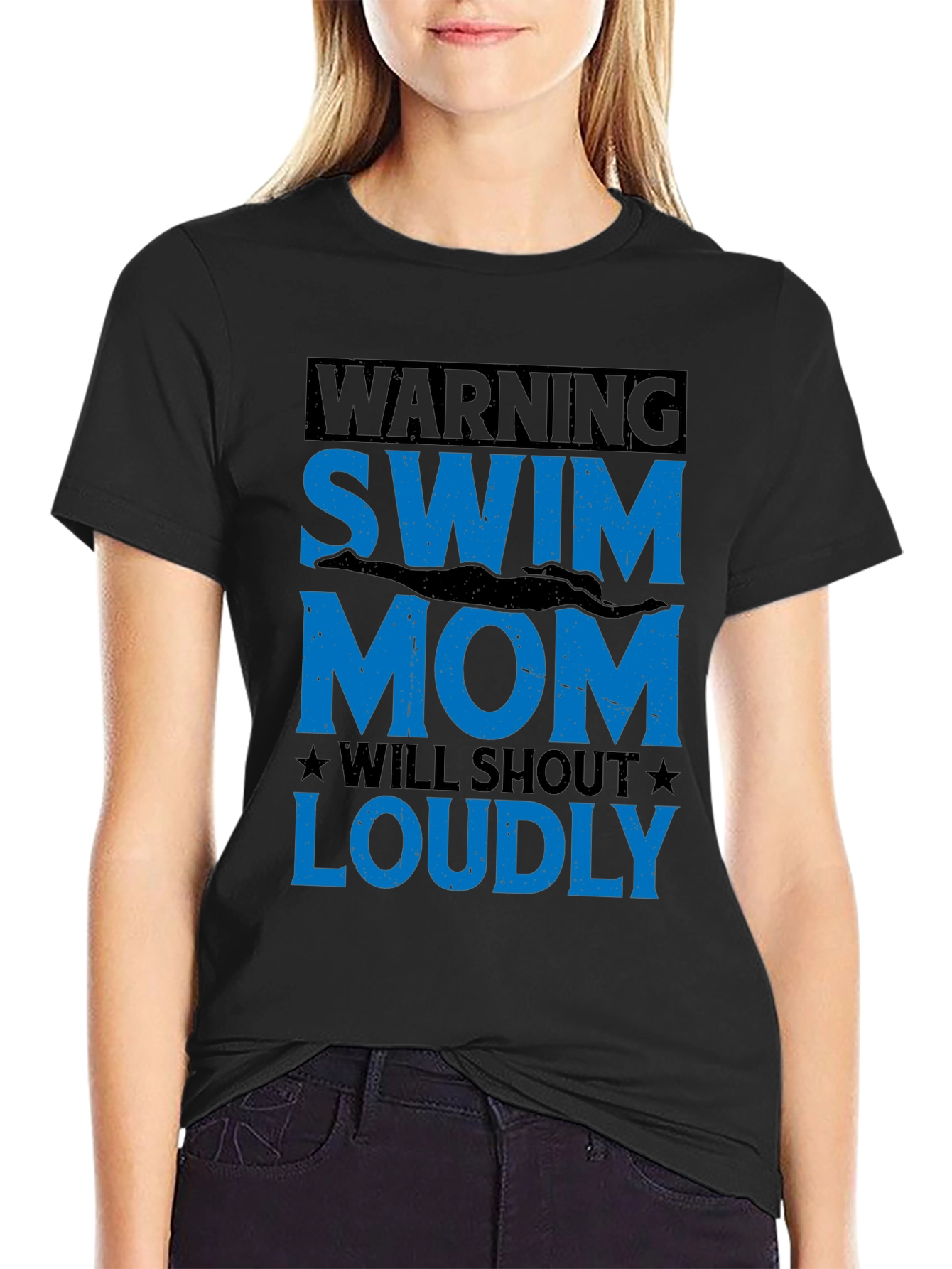 Swim Mom Warning T-Shirt - Loud Support!