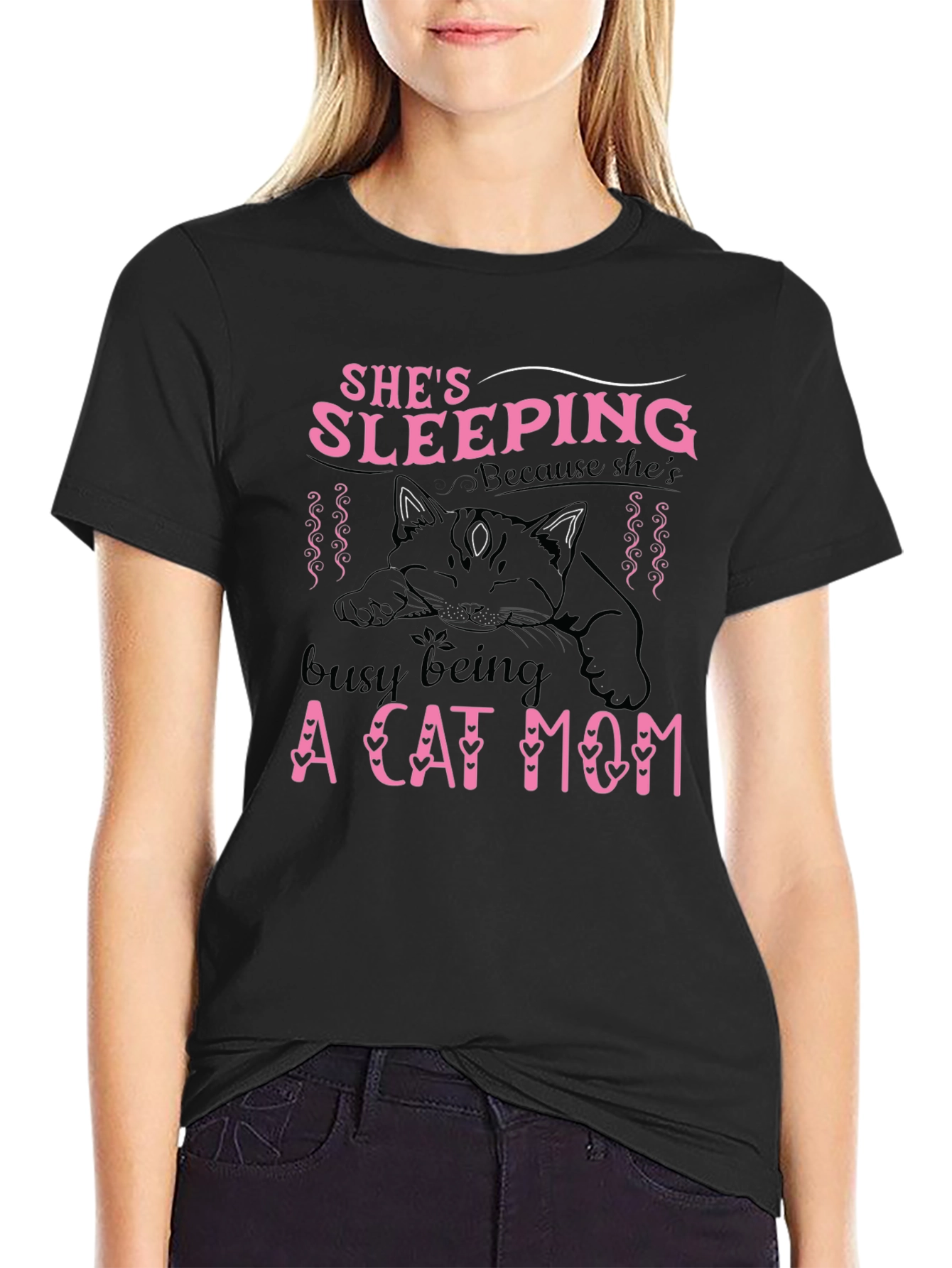 Shes Sleeping Cat Mom T-Shirt