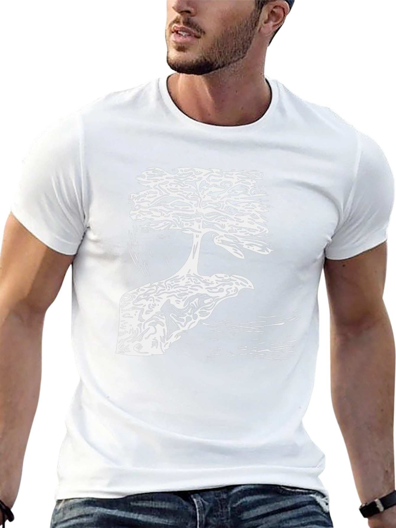 Bonsai Tree Graphic Tee - Black Cotton Blend