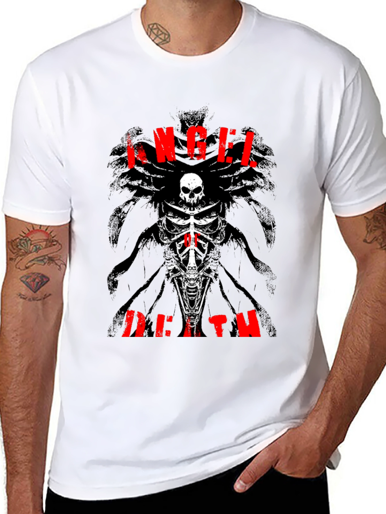 Angel Death Graphic T-Shirt - Skull & Bones Design