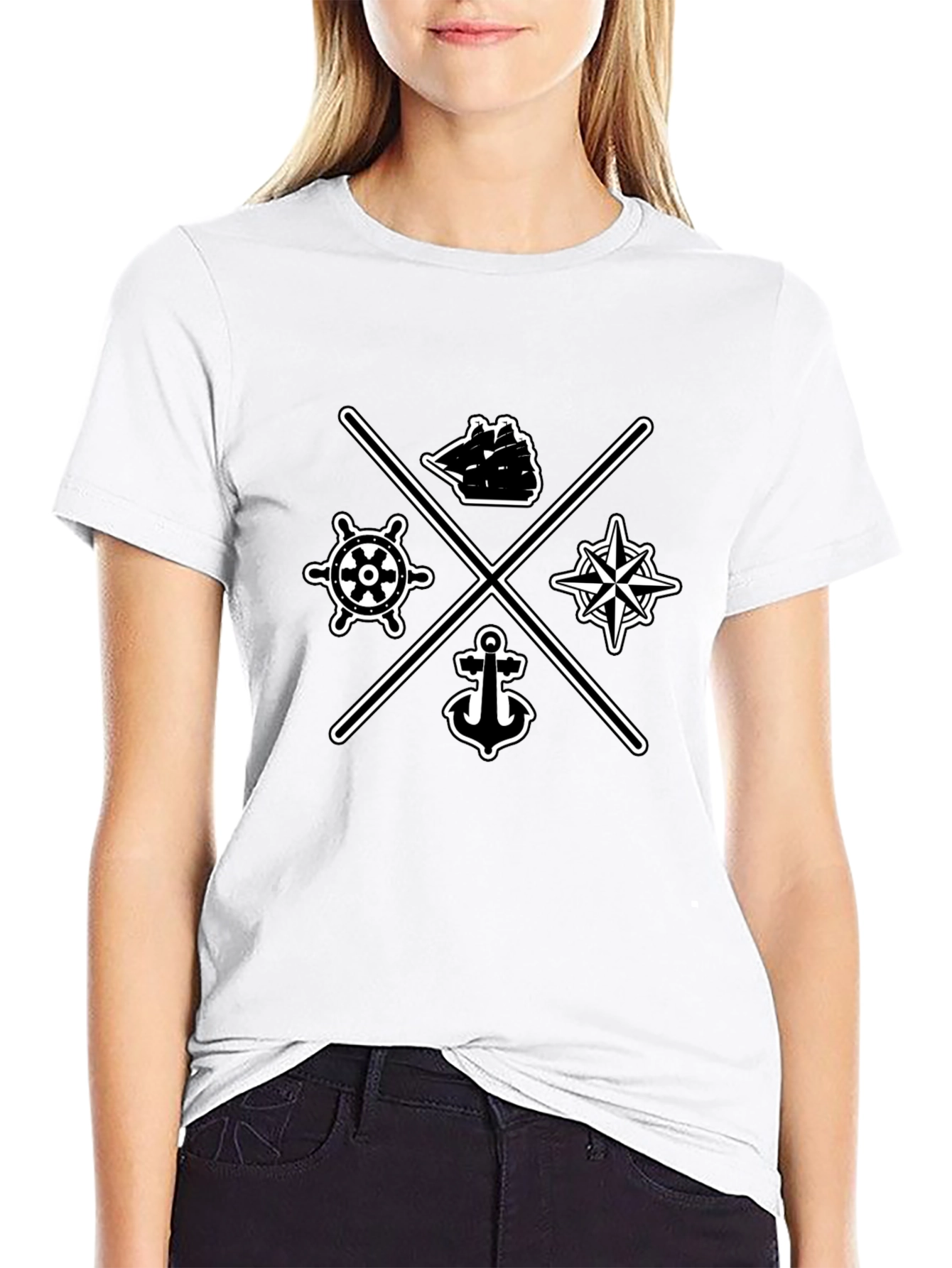 Nautical Compass Ship Wheel Anchor T-Shirt