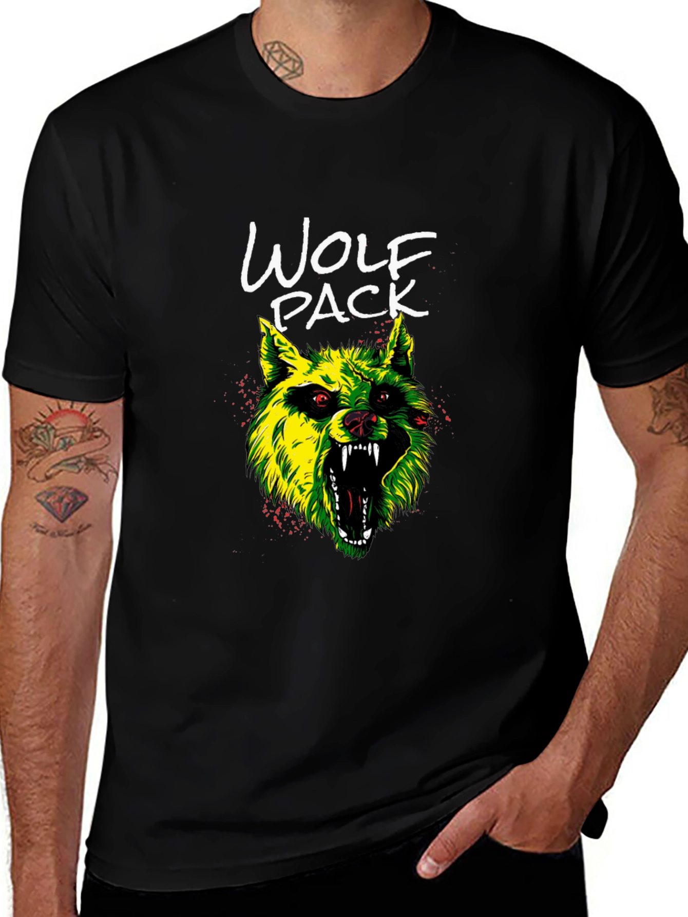Wolf Pack Graphic Tee - Mens Black T-Shirt