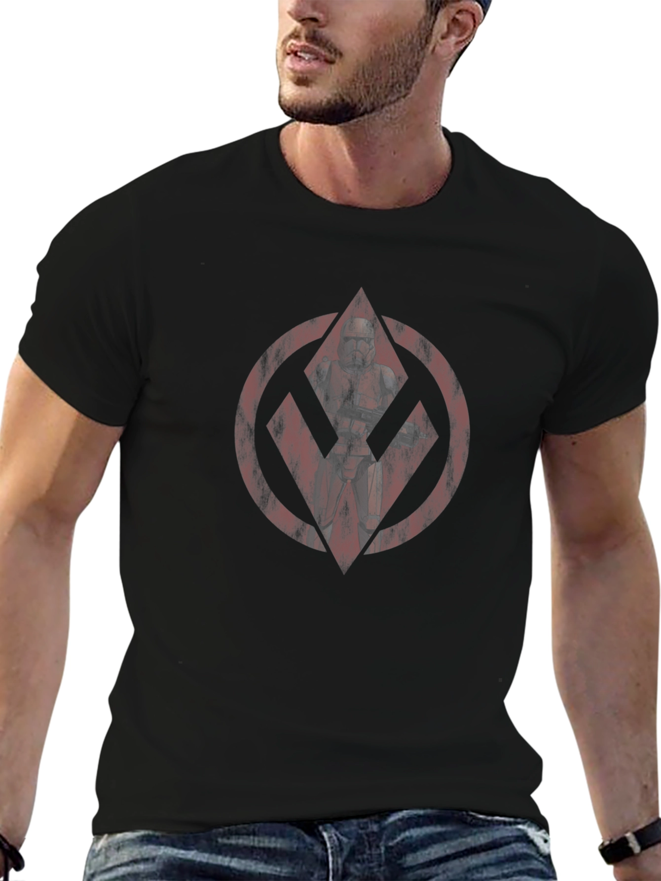 Red Trooper Graphic Black T-Shirt