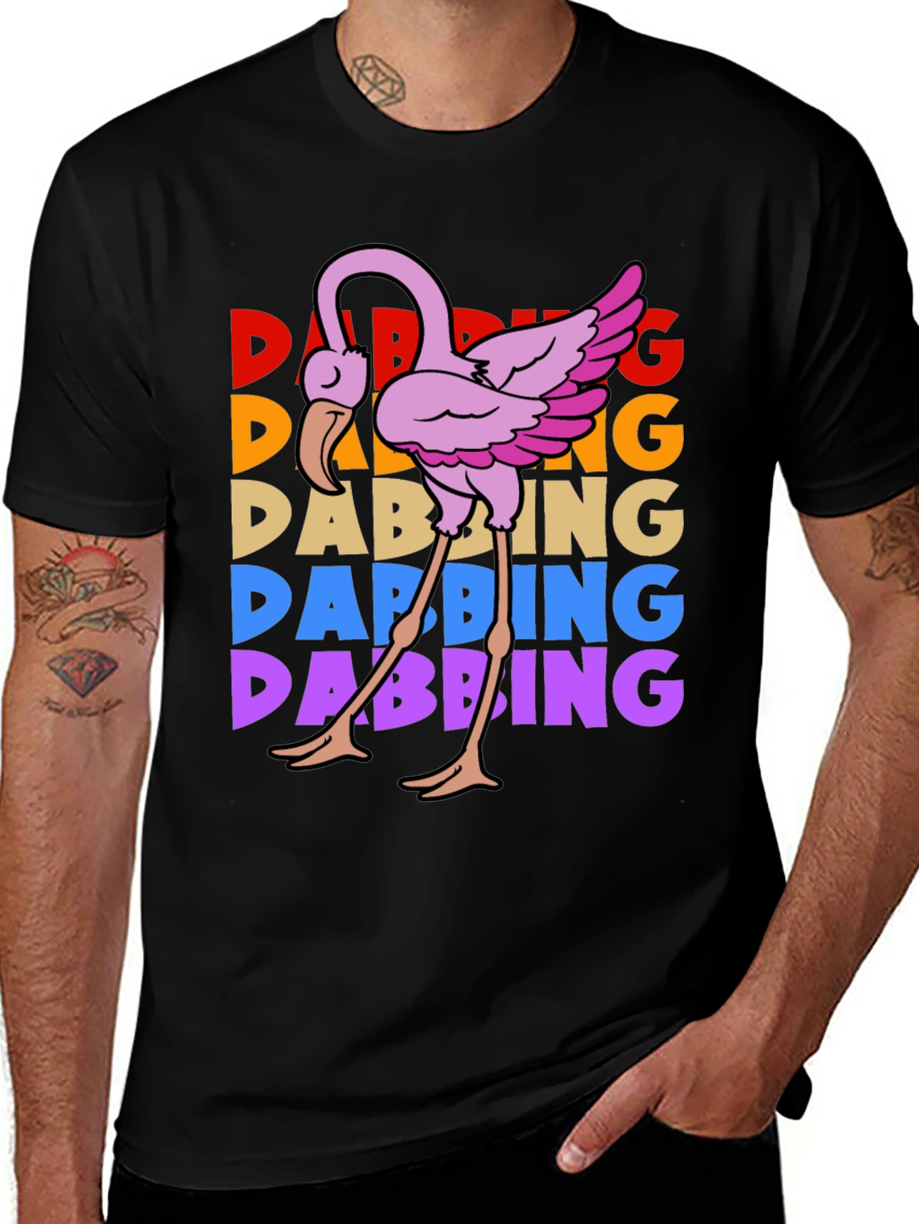 Dabbing Flamingo Graphic Tee - Trendy & Fun!