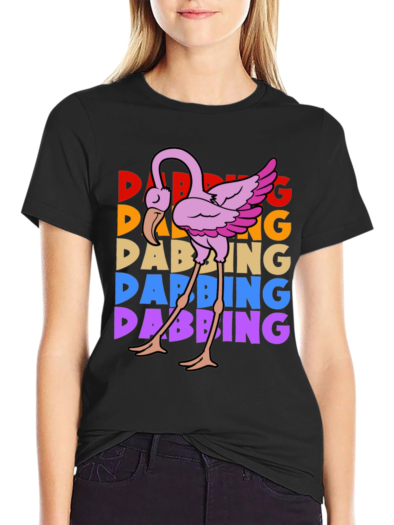 Dabbing Flamingo Graphic Tee - Trendy & Fun!
