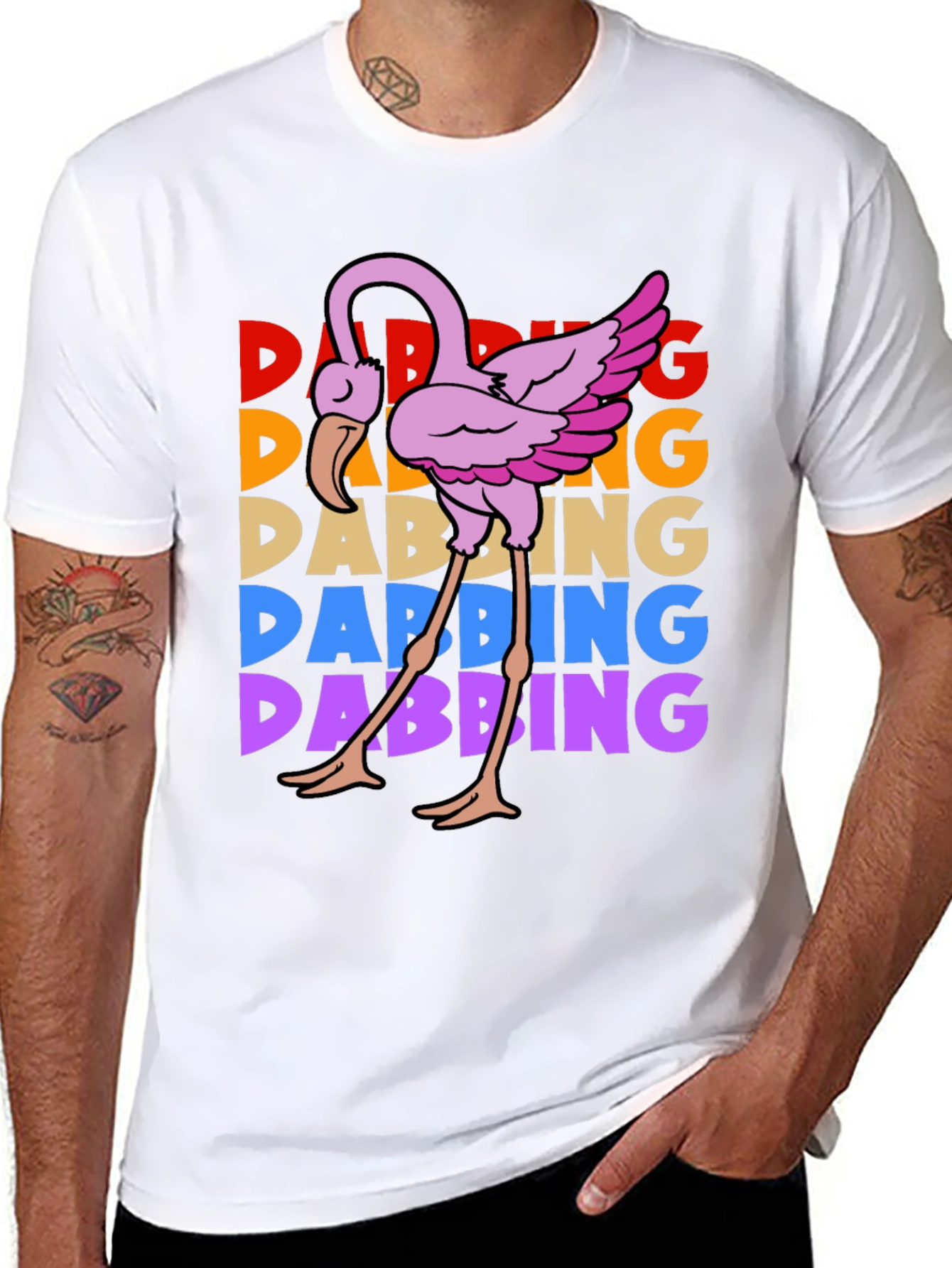 Dabbing Flamingo Graphic Tee - Trendy & Fun!
