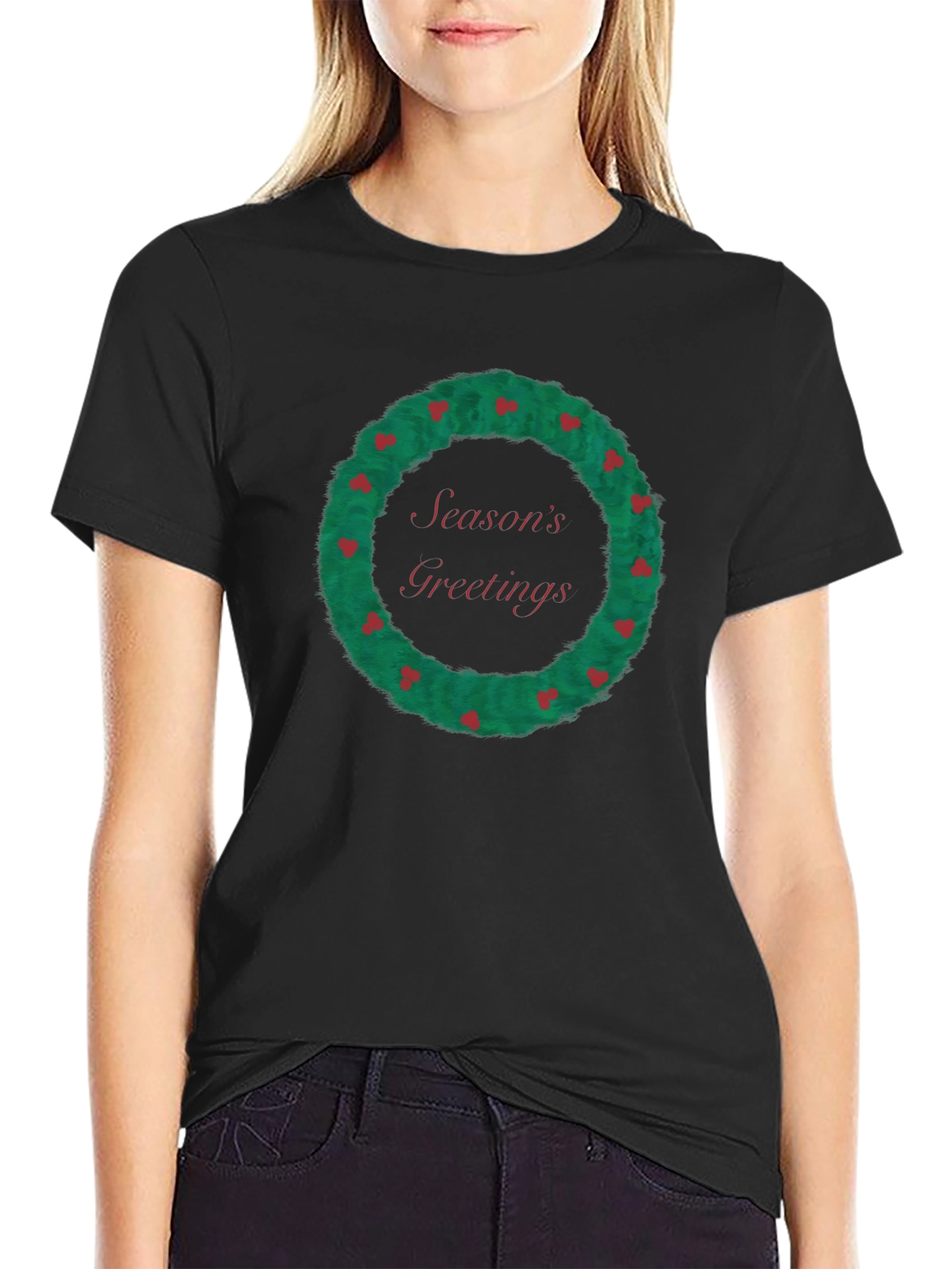 Seasons Greetings Wreath Graphic Tee