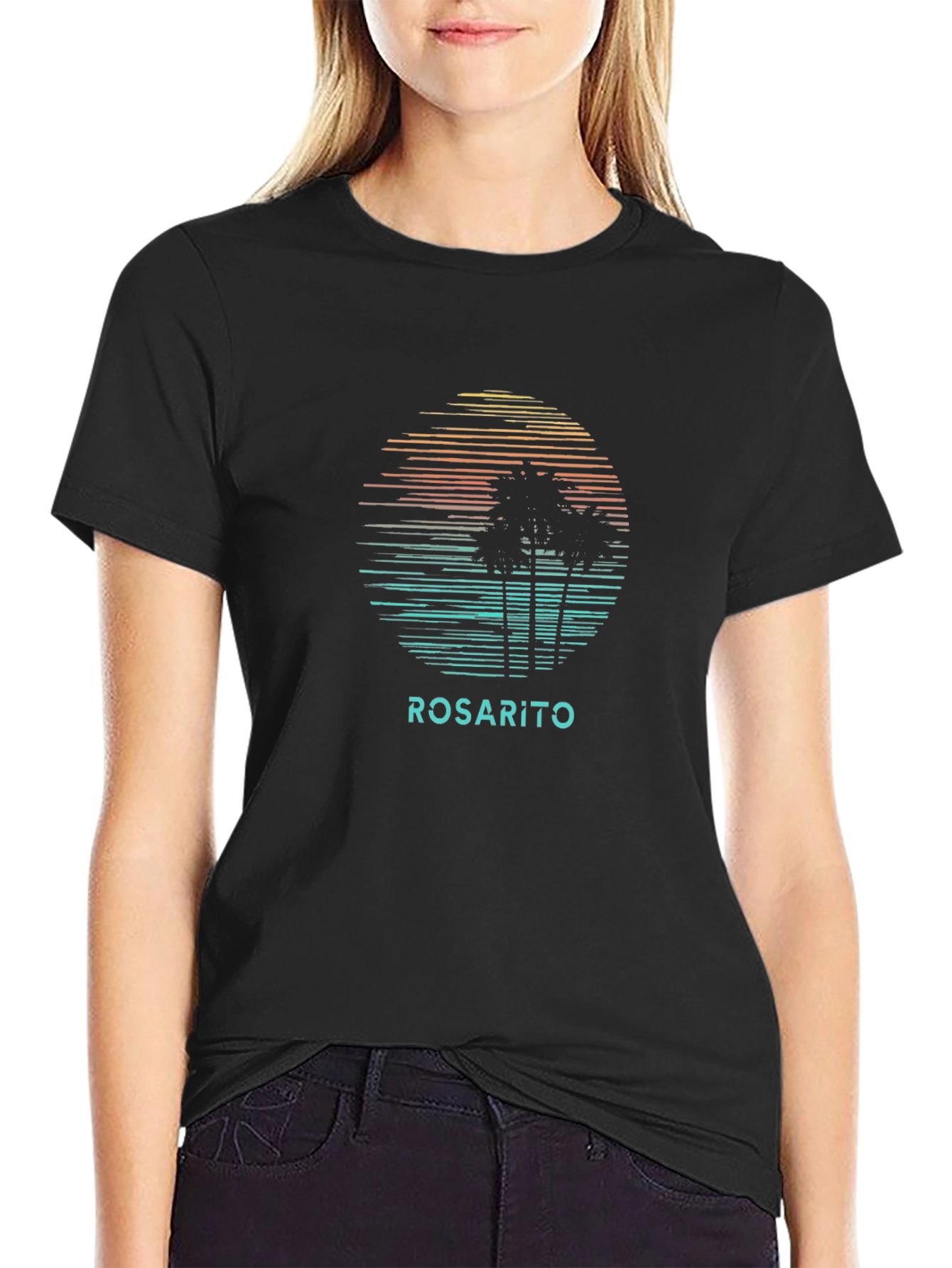 Rosarito Sunset Graphic Tee - Retro Palm Tree T-Shirt