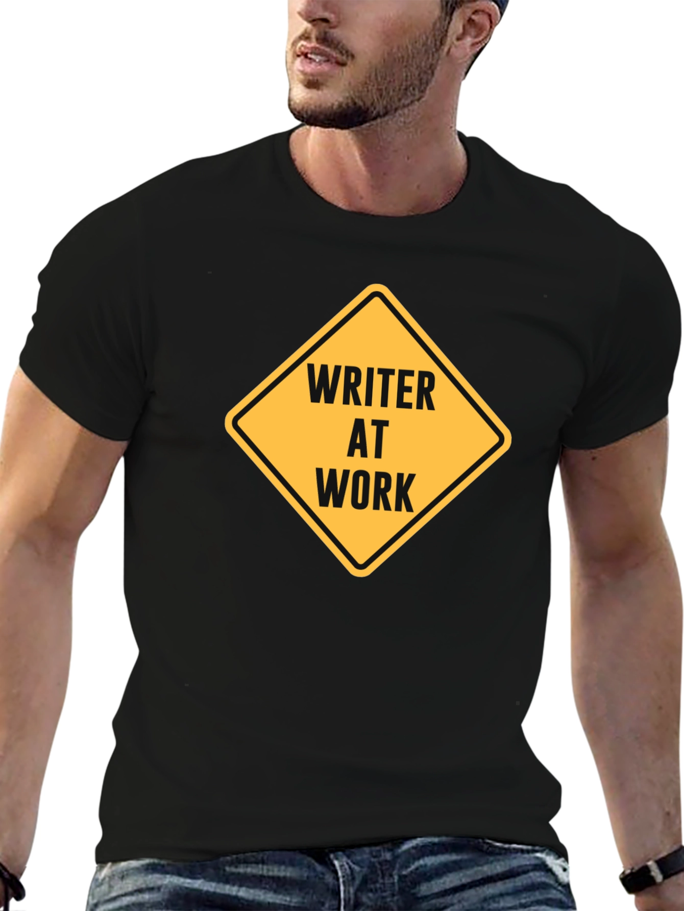 Writer At Work T-Shirt - Black Novelty Tee