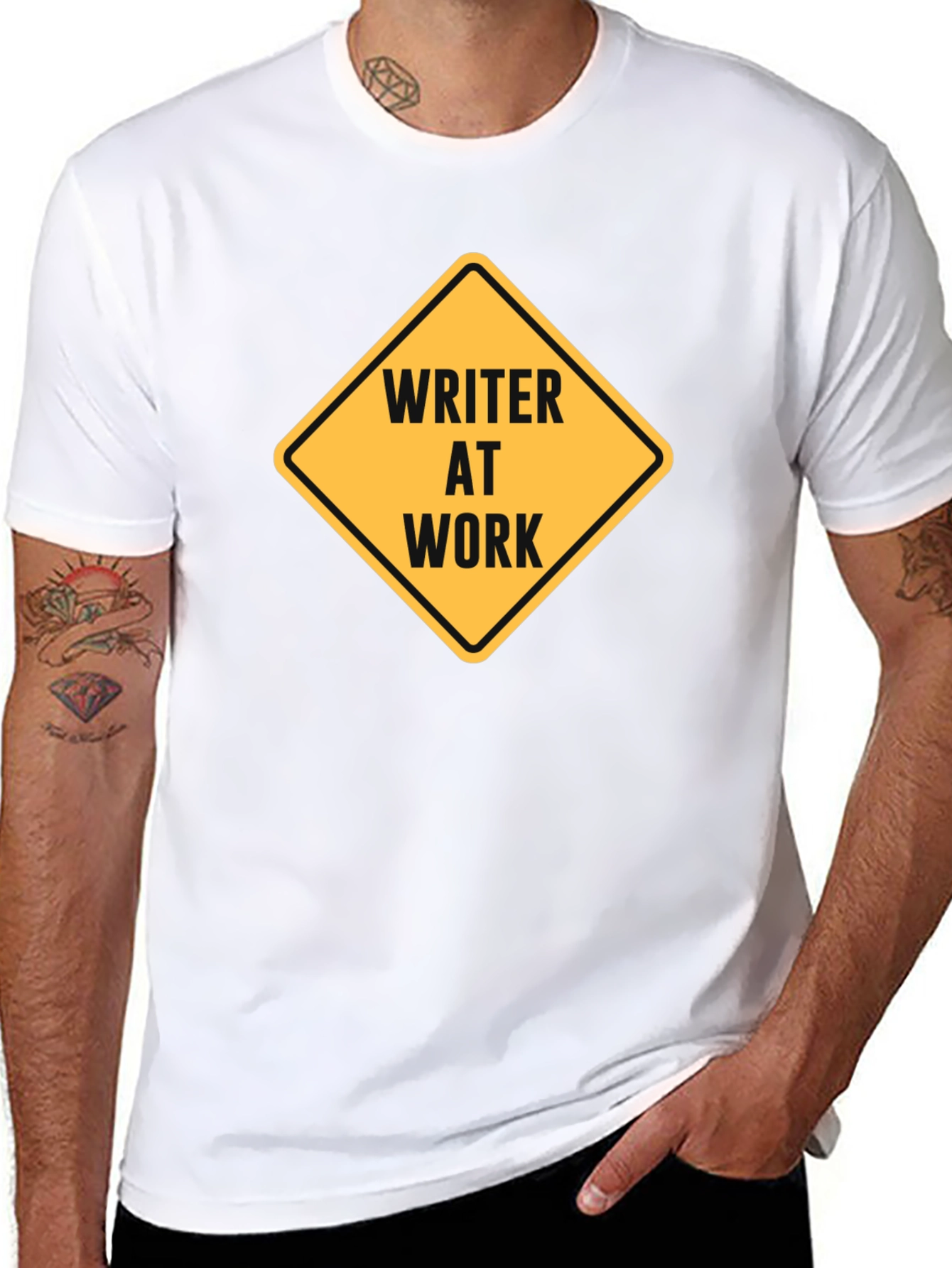 Writer At Work T-Shirt - Black Novelty Tee