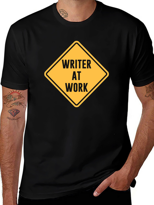 Writer At Work T-Shirt - Black Novelty Tee