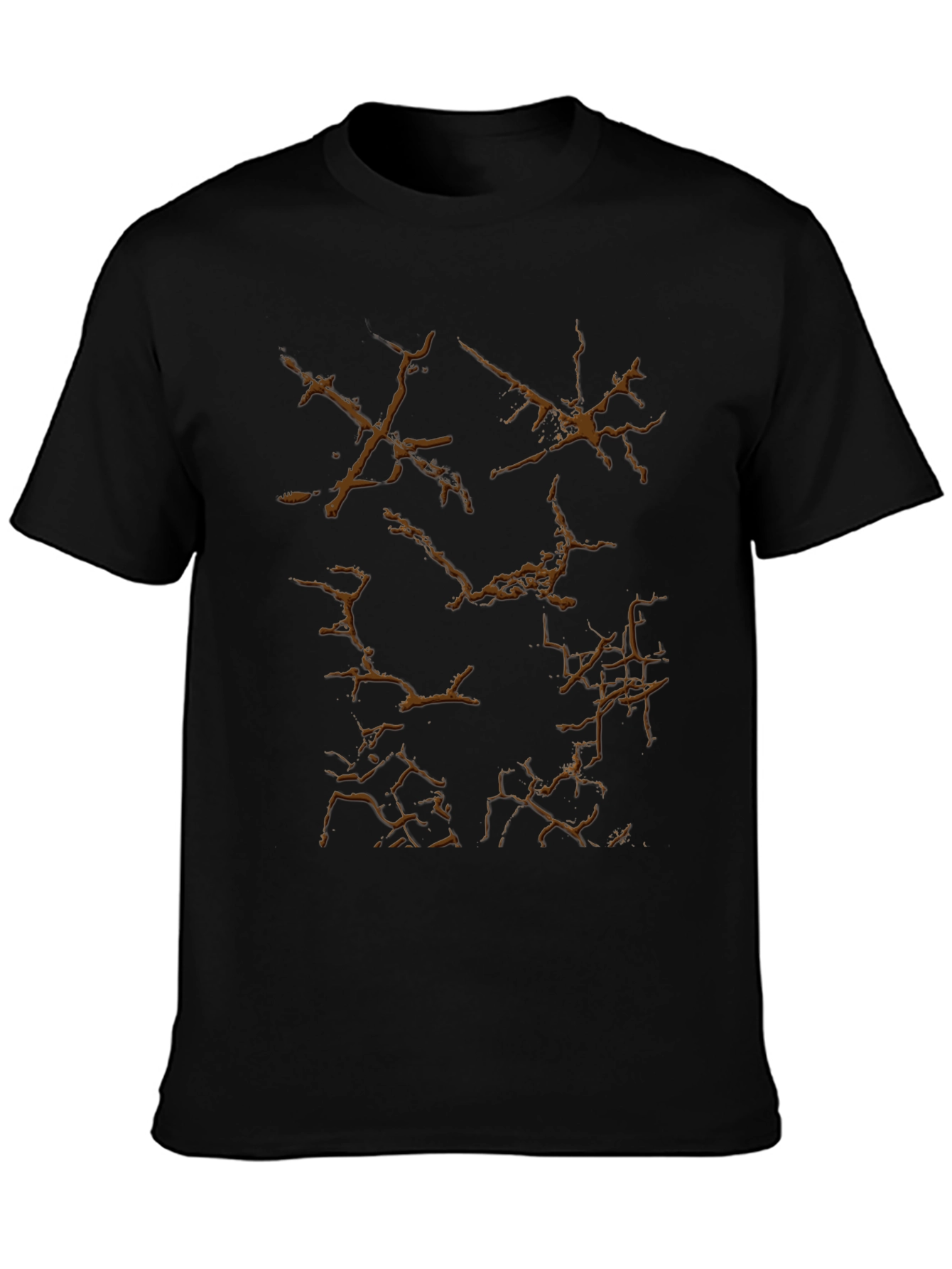 Black T-Shirt with Crack Graphic Design