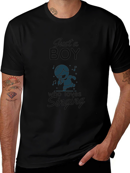 Just a Boy Who Loves Singing T-Shirt - Black