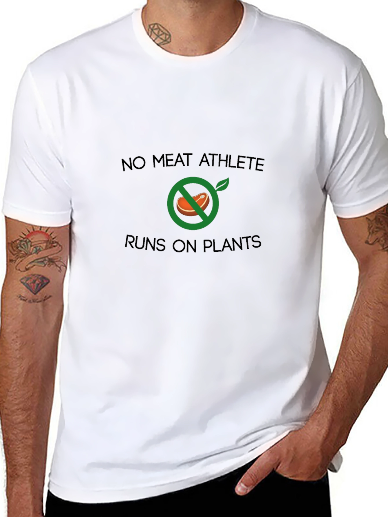 No Meat Athlete Runs On Plants Black Tee
