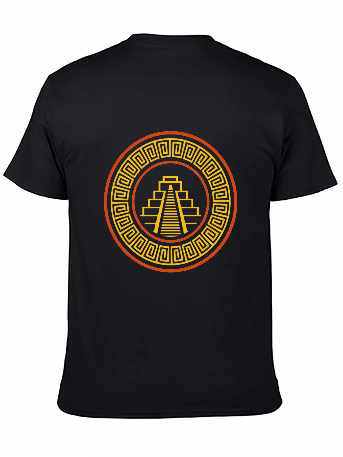 Aztec Pyramid Graphic Tee - Black Cotton T-Shirt