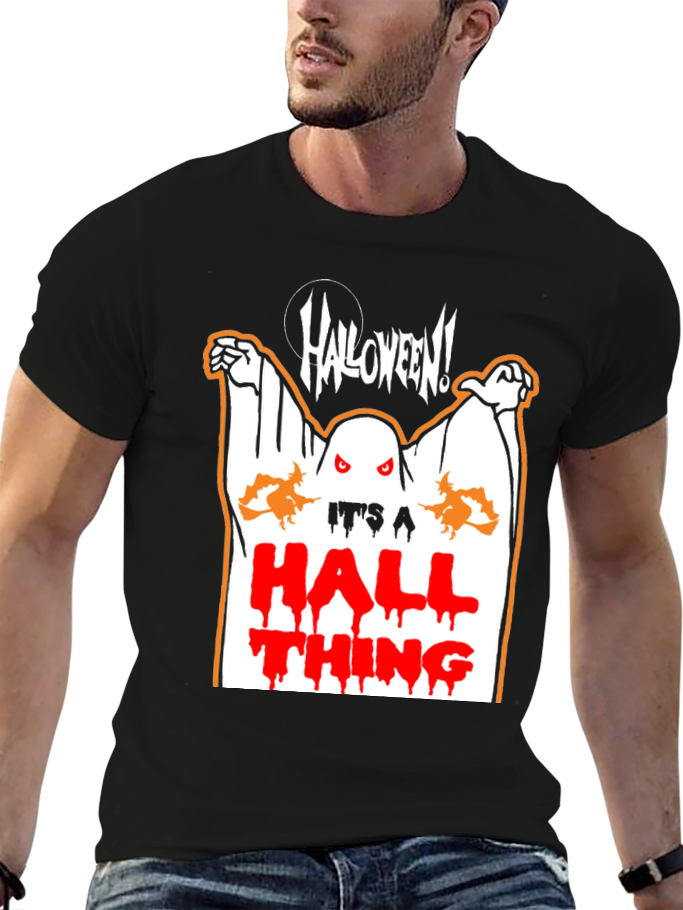Halloween Ghost Graphic Black T-Shirt